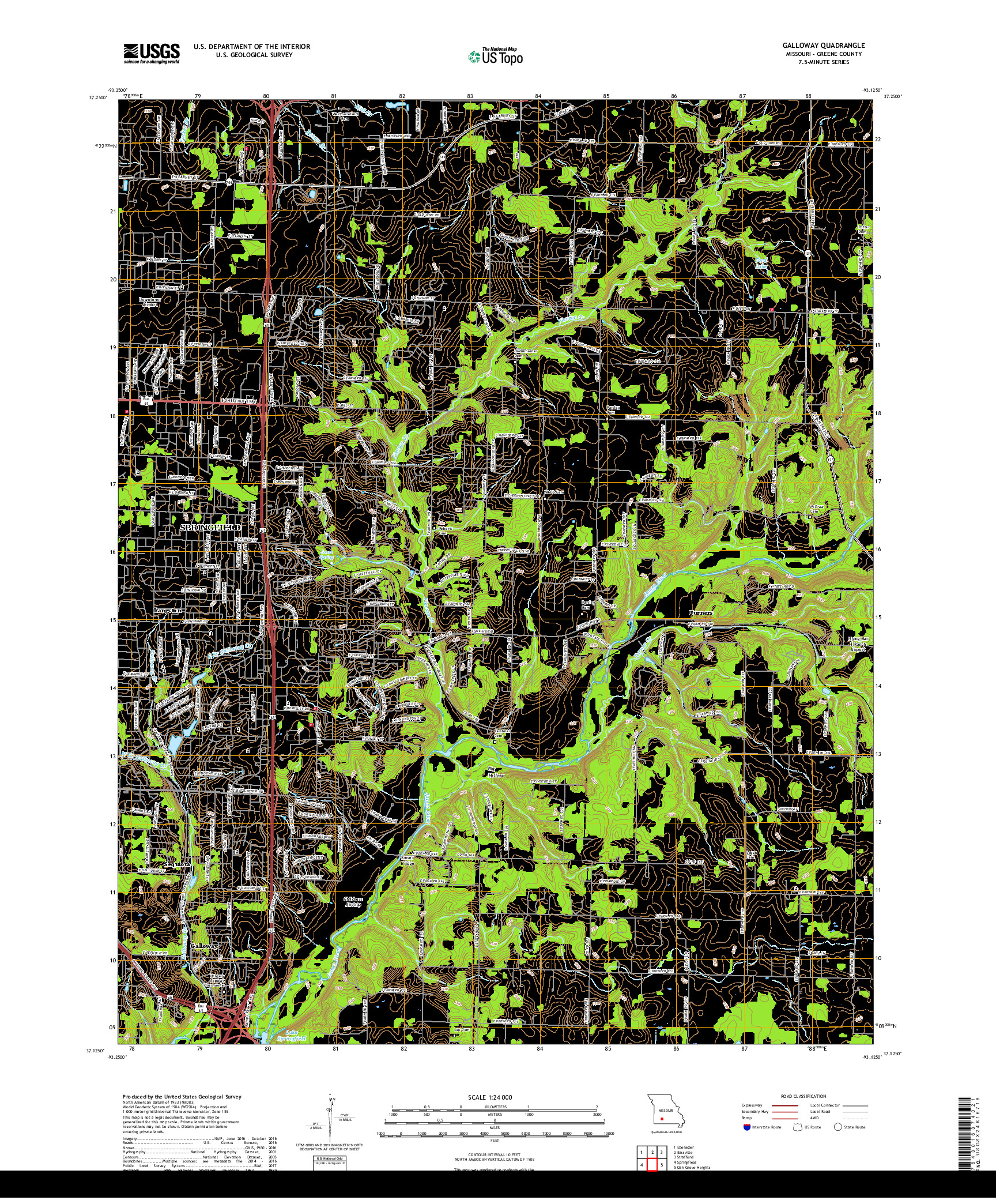 USGS US TOPO 7.5-MINUTE MAP FOR GALLOWAY, MO 2017