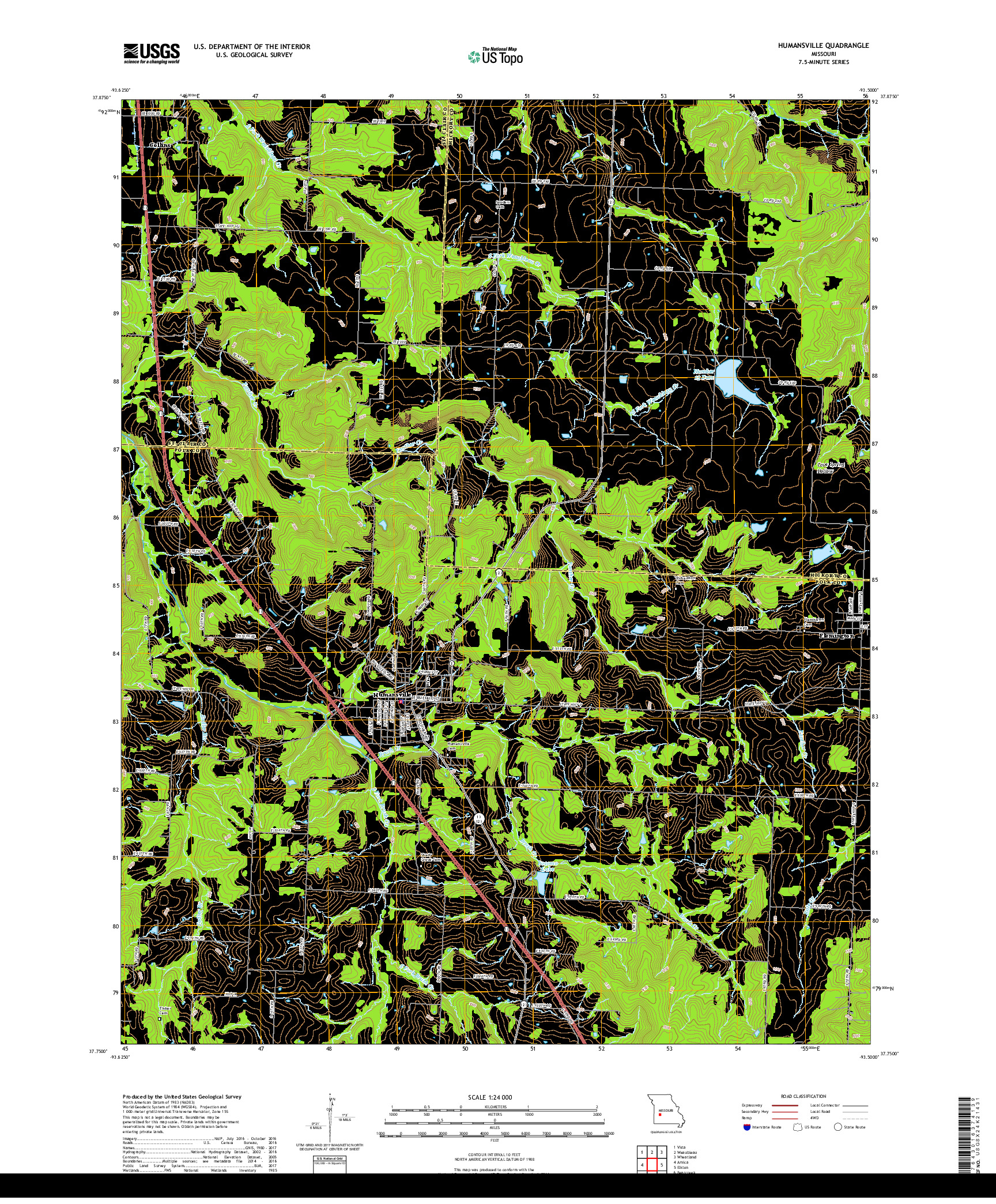 USGS US TOPO 7.5-MINUTE MAP FOR HUMANSVILLE, MO 2017