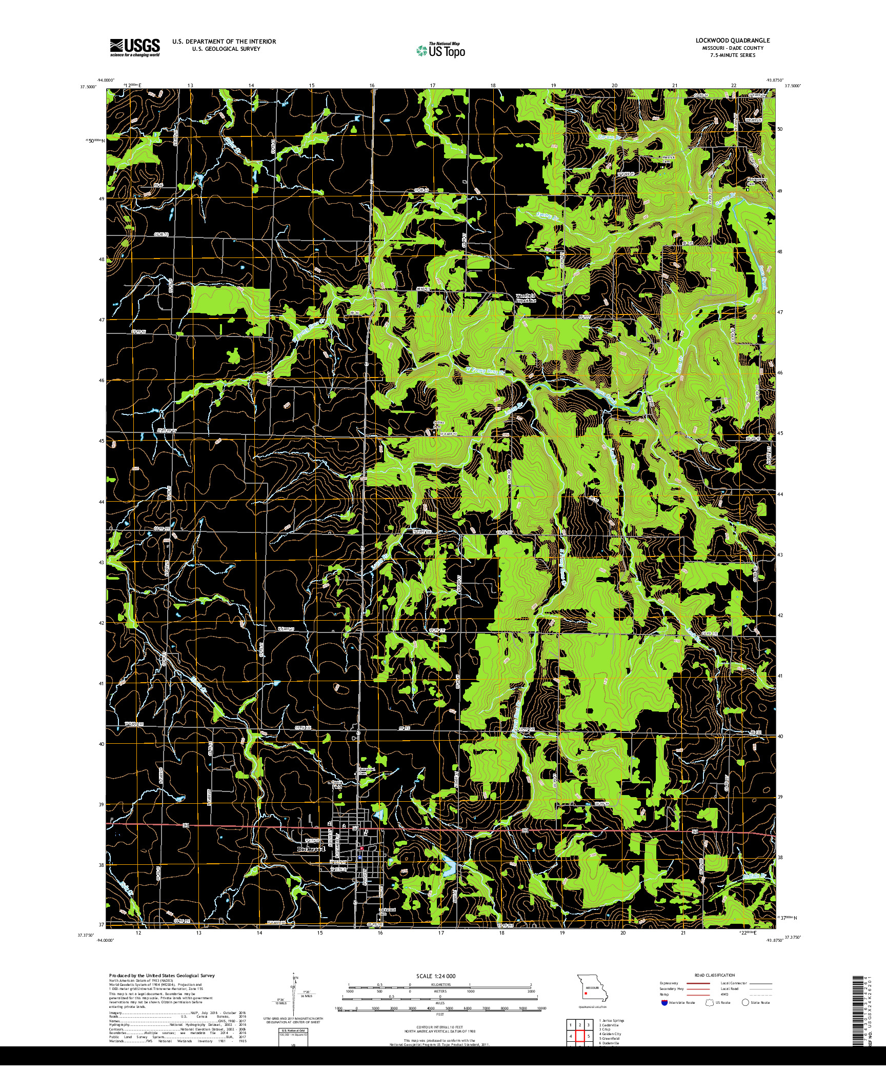 USGS US TOPO 7.5-MINUTE MAP FOR LOCKWOOD, MO 2017