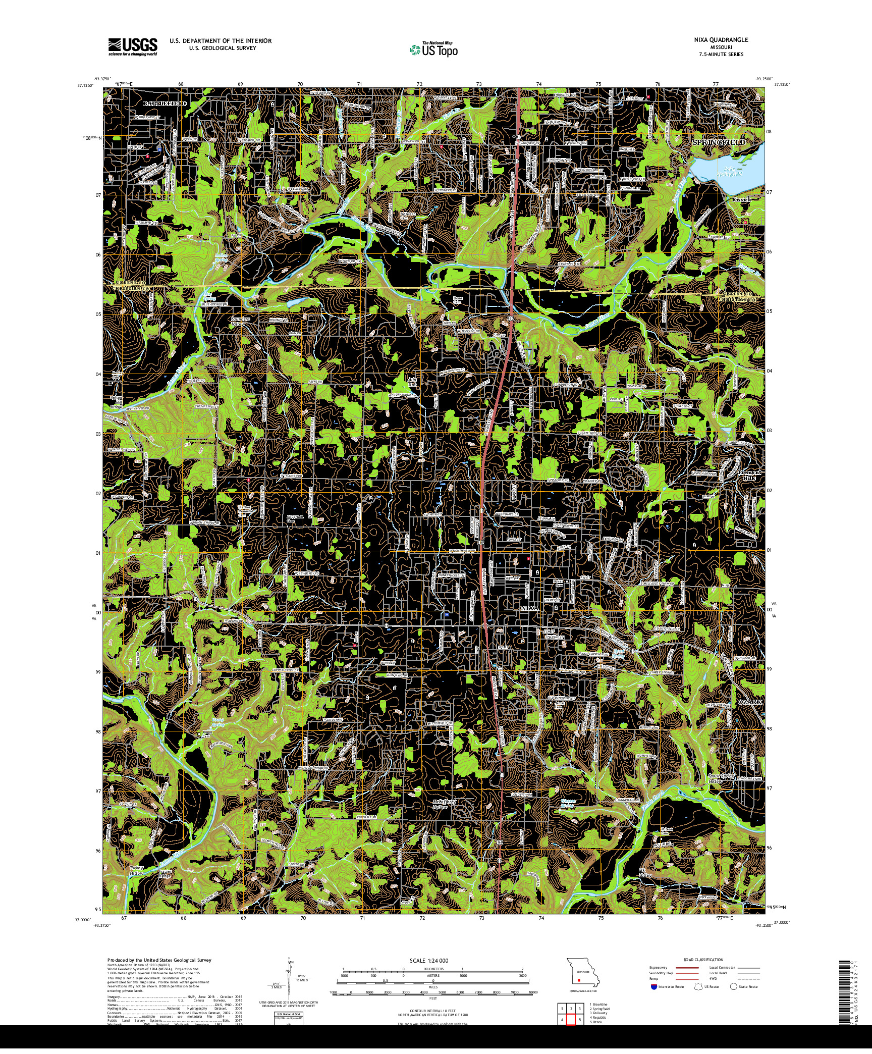 USGS US TOPO 7.5-MINUTE MAP FOR NIXA, MO 2017