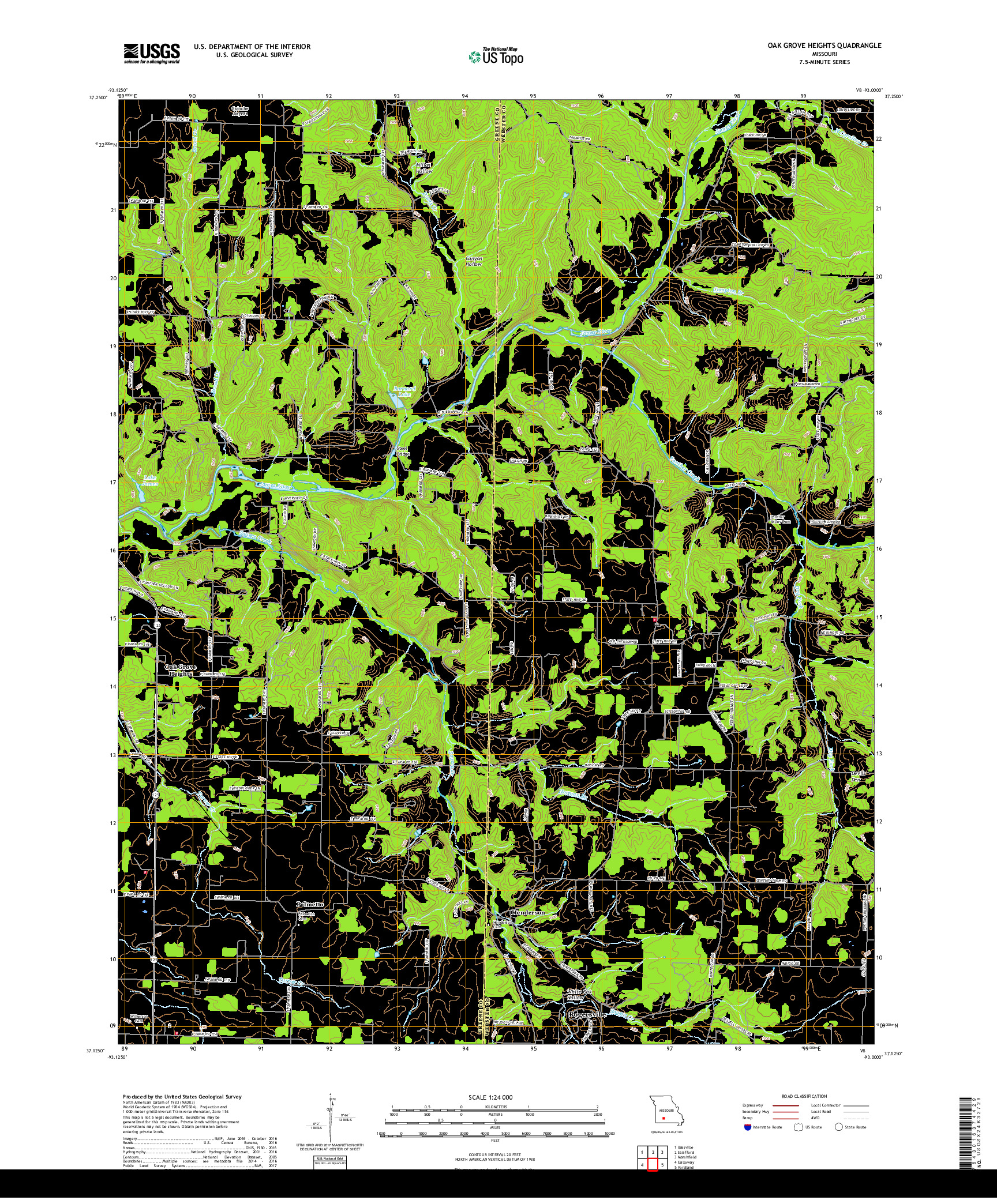 USGS US TOPO 7.5-MINUTE MAP FOR OAK GROVE HEIGHTS, MO 2017