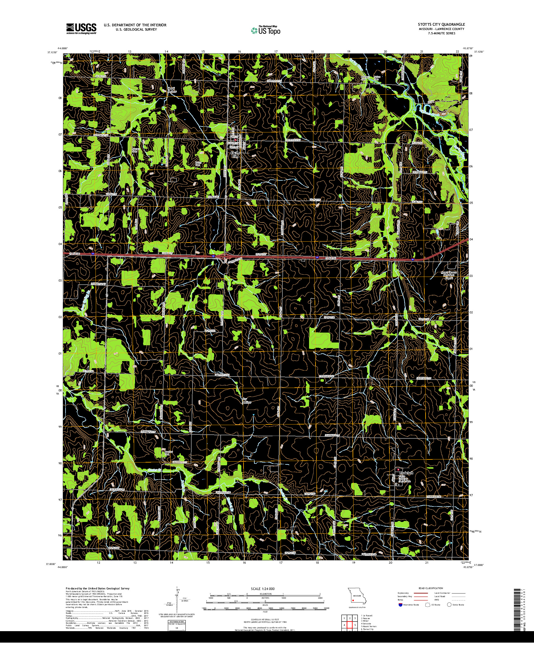 USGS US TOPO 7.5-MINUTE MAP FOR STOTTS CITY, MO 2017