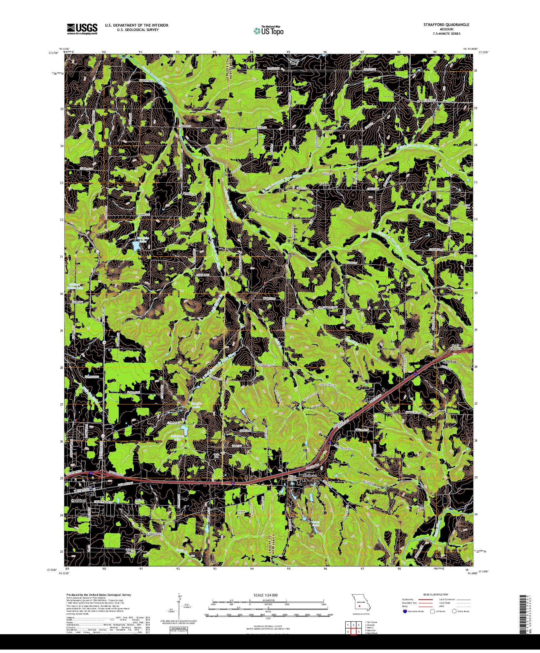 USGS US TOPO 7.5-MINUTE MAP FOR STRAFFORD, MO 2017