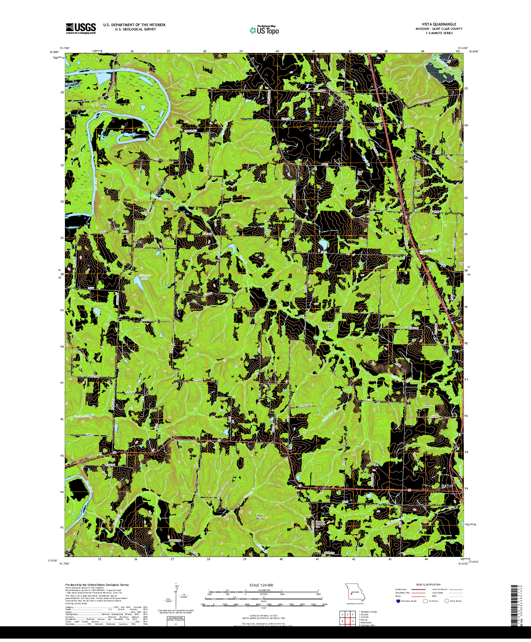 USGS US TOPO 7.5-MINUTE MAP FOR VISTA, MO 2017