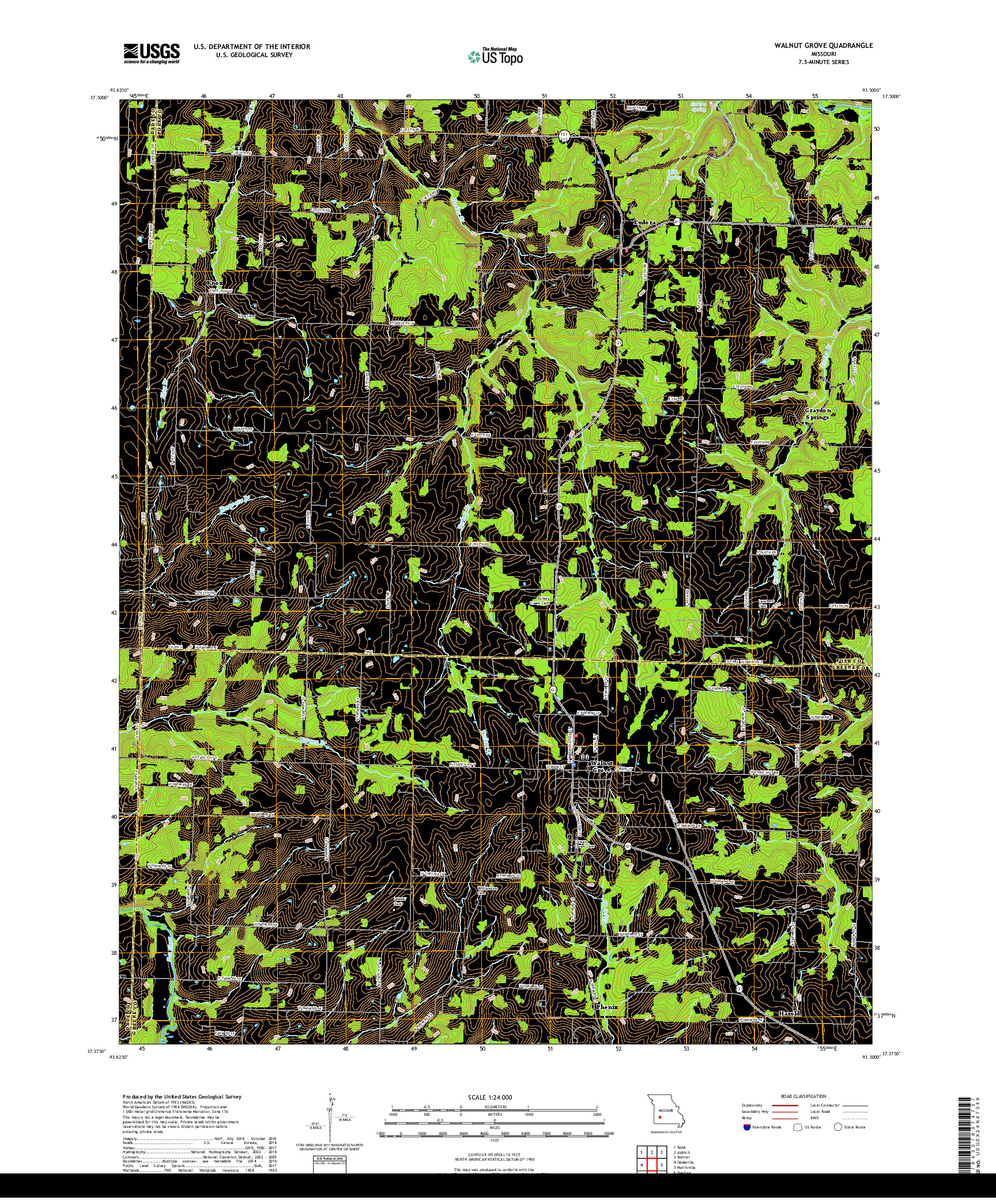 USGS US TOPO 7.5-MINUTE MAP FOR WALNUT GROVE, MO 2017