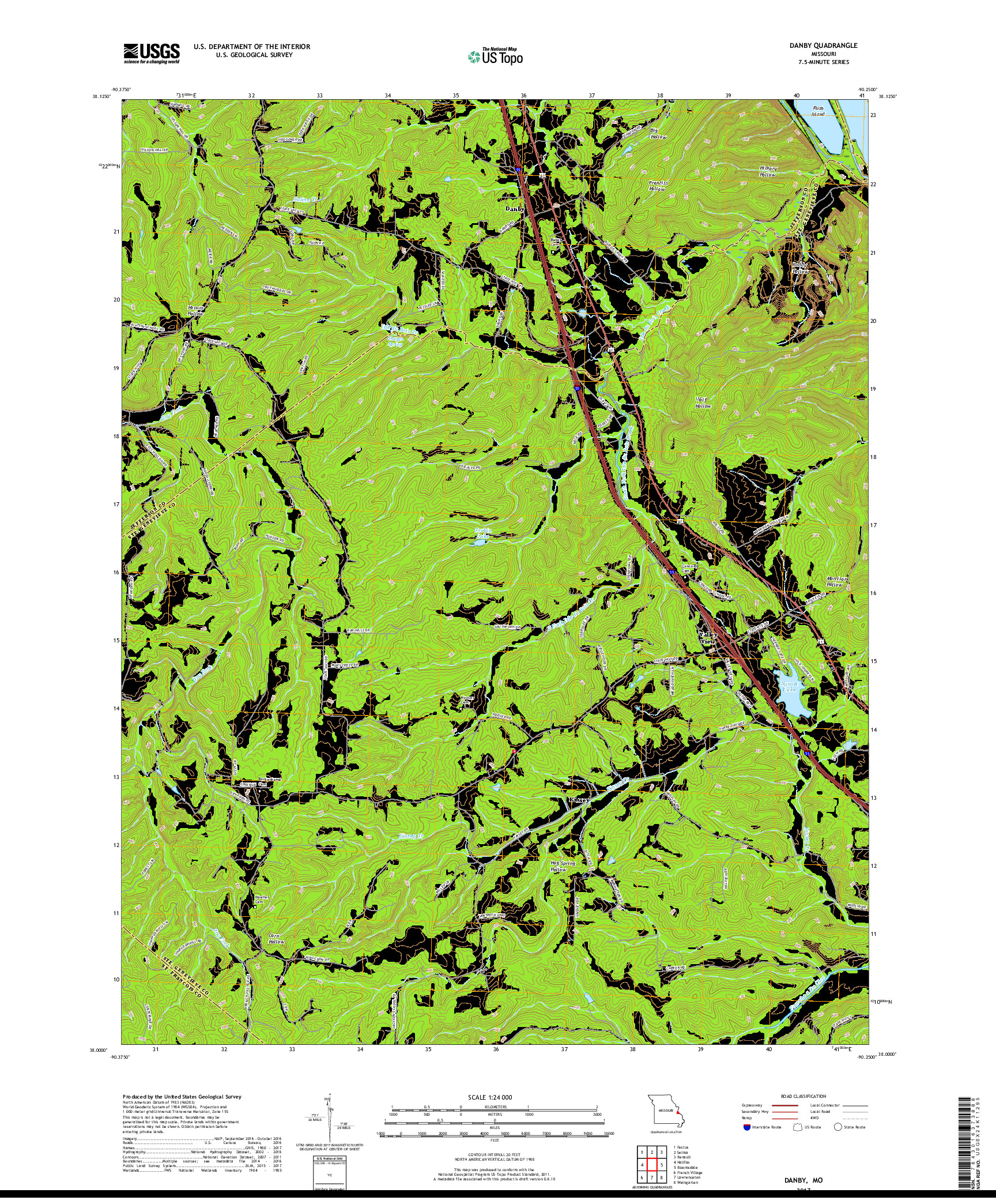 USGS US TOPO 7.5-MINUTE MAP FOR DANBY, MO 2017