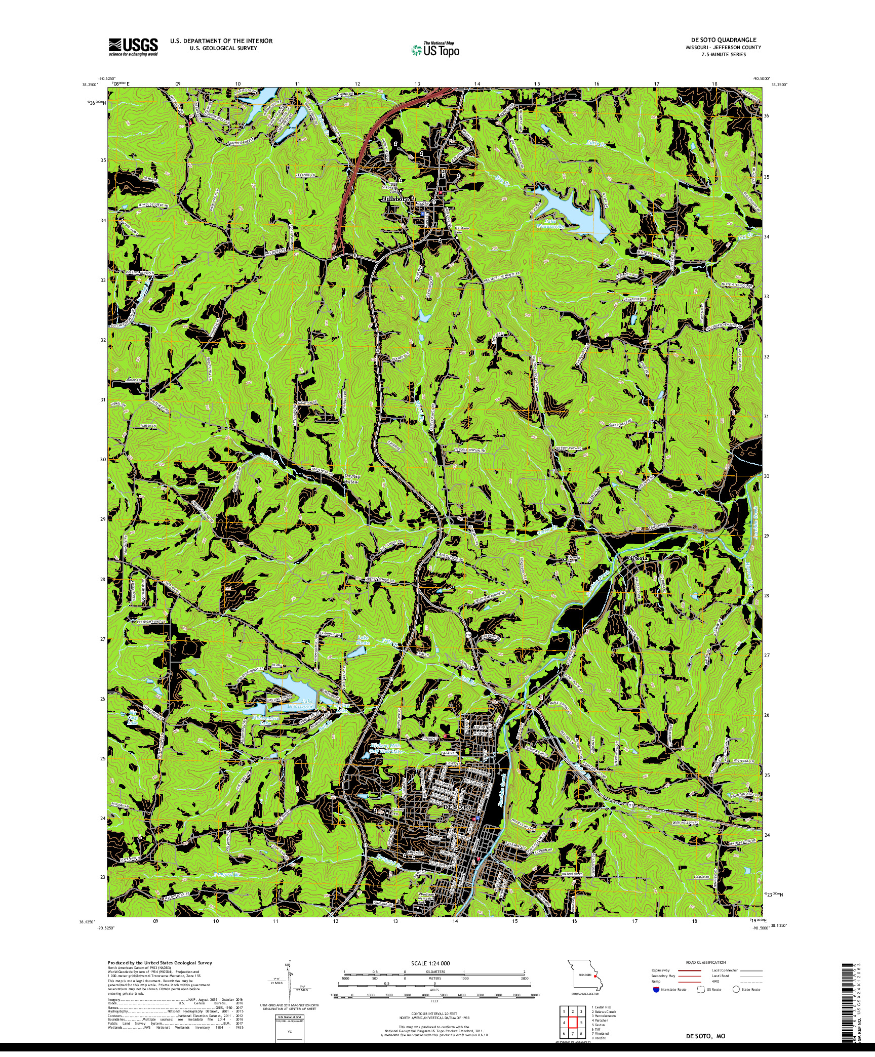 USGS US TOPO 7.5-MINUTE MAP FOR DE SOTO, MO 2017