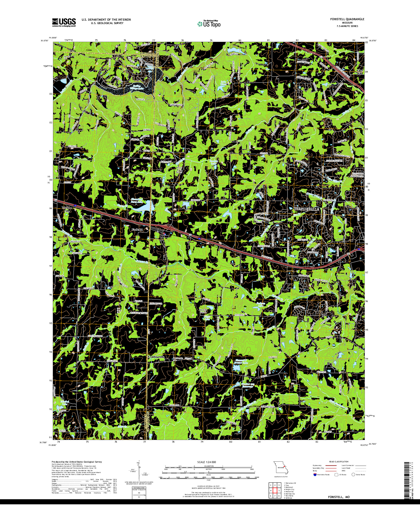 USGS US TOPO 7.5-MINUTE MAP FOR FORISTELL, MO 2017