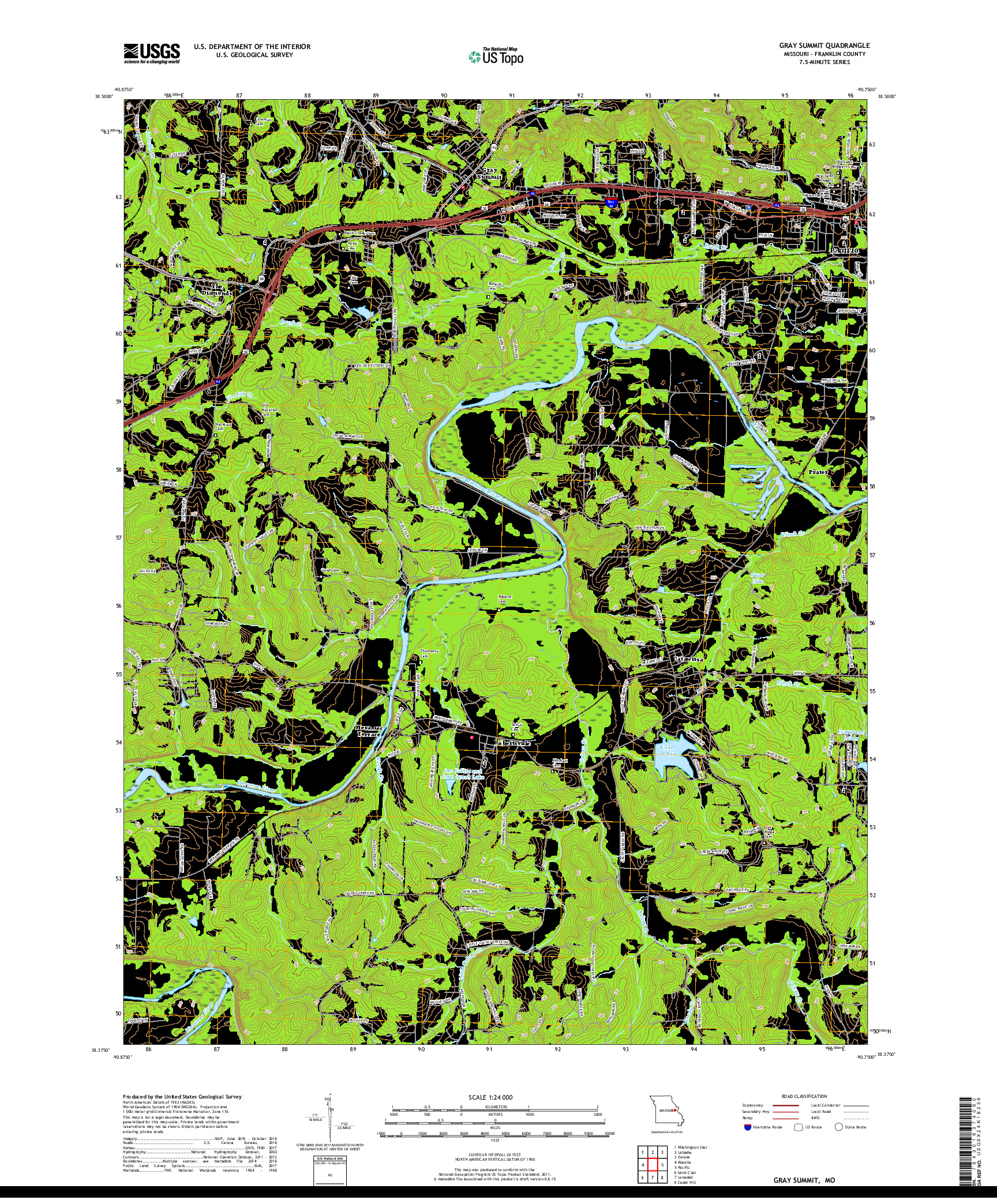 USGS US TOPO 7.5-MINUTE MAP FOR GRAY SUMMIT, MO 2017