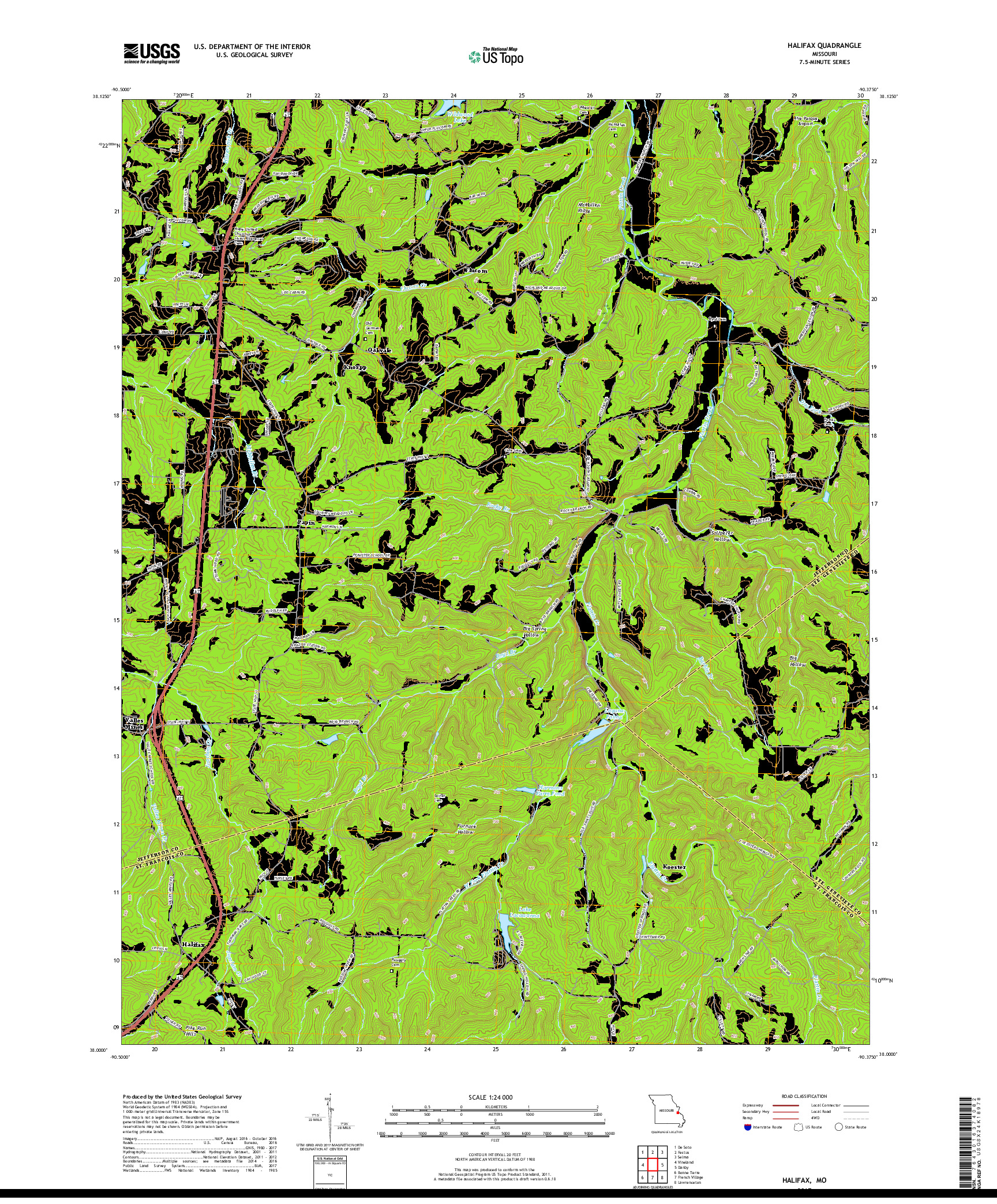 USGS US TOPO 7.5-MINUTE MAP FOR HALIFAX, MO 2017