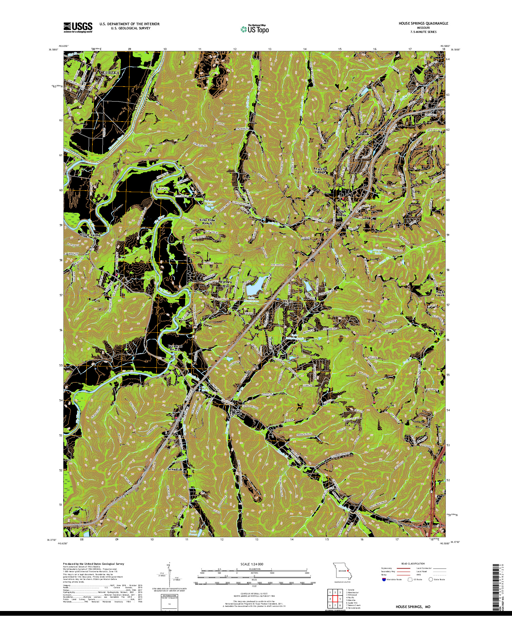 USGS US TOPO 7.5-MINUTE MAP FOR HOUSE SPRINGS, MO 2017