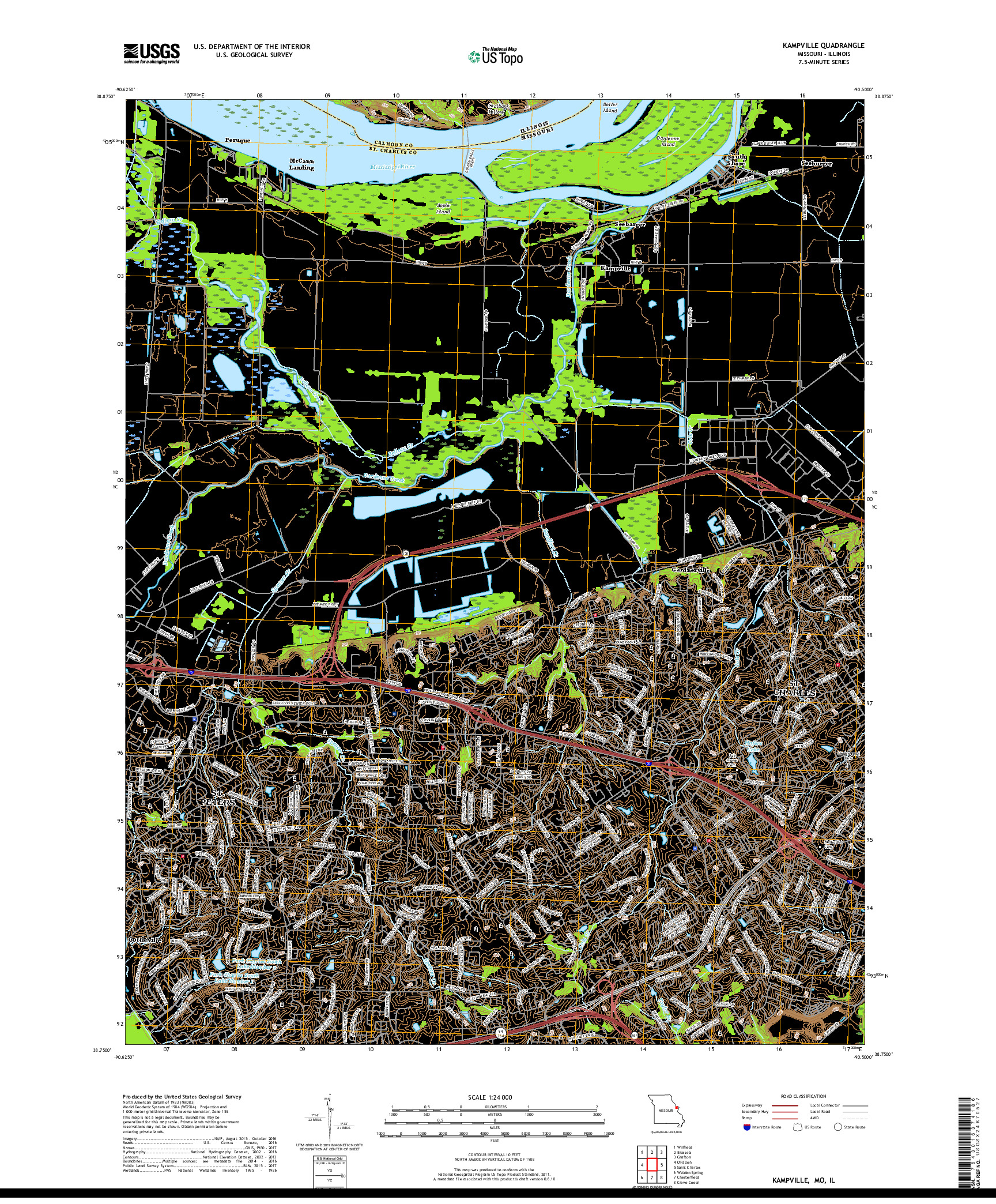 USGS US TOPO 7.5-MINUTE MAP FOR KAMPVILLE, MO,IL 2017