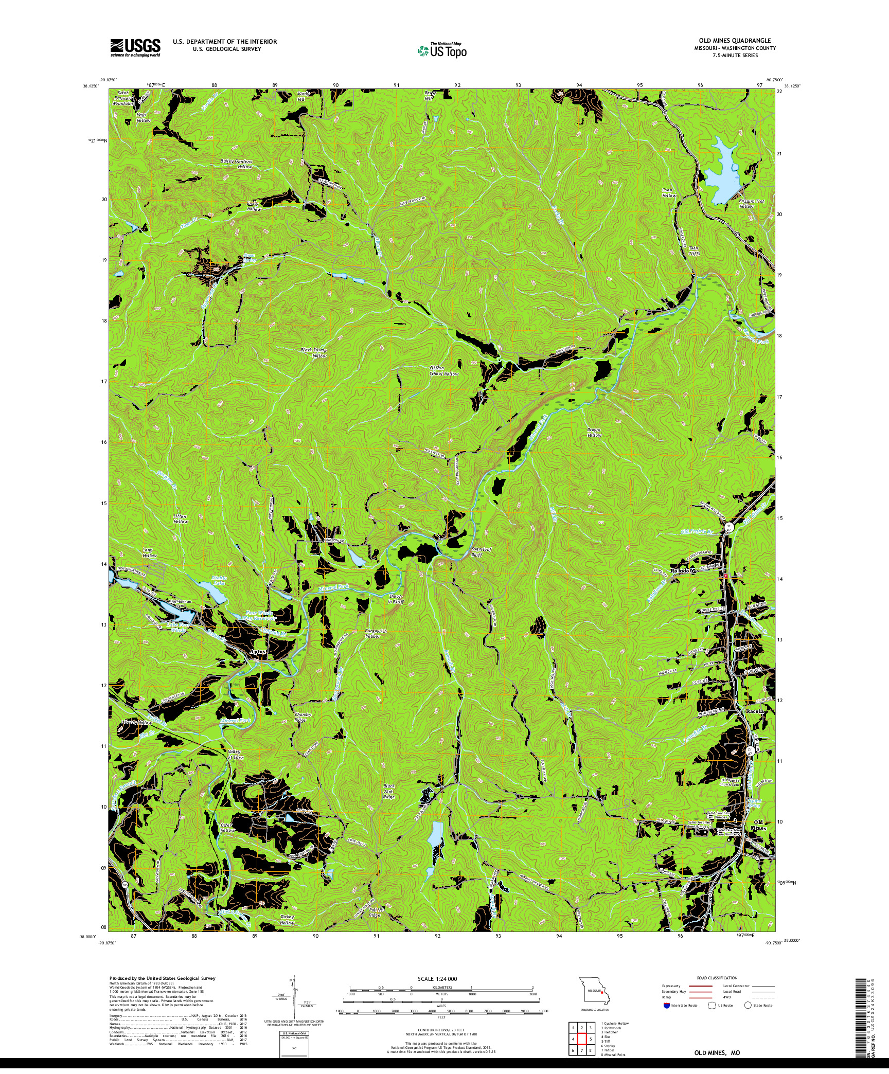 USGS US TOPO 7.5-MINUTE MAP FOR OLD MINES, MO 2017