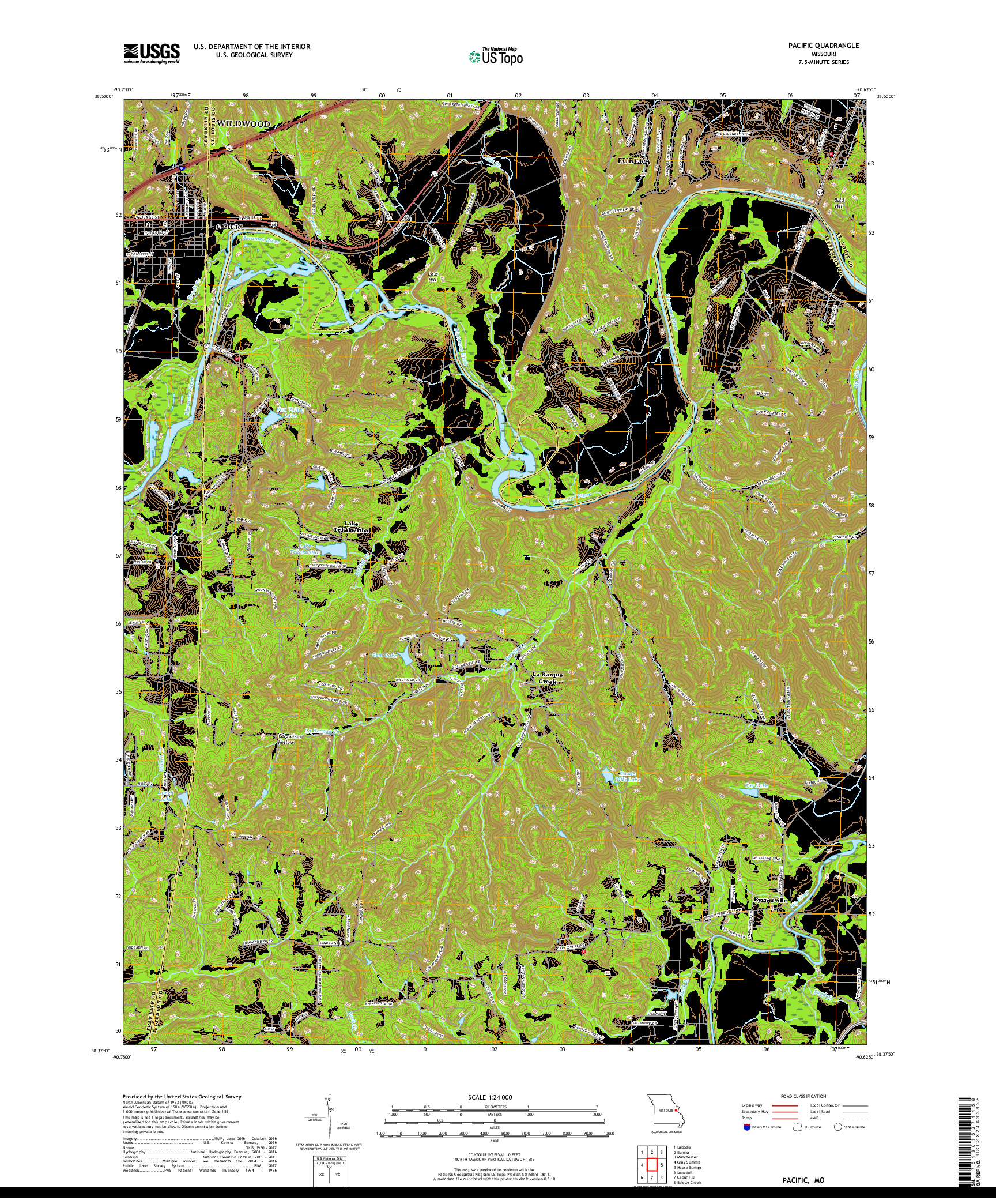 USGS US TOPO 7.5-MINUTE MAP FOR PACIFIC, MO 2017