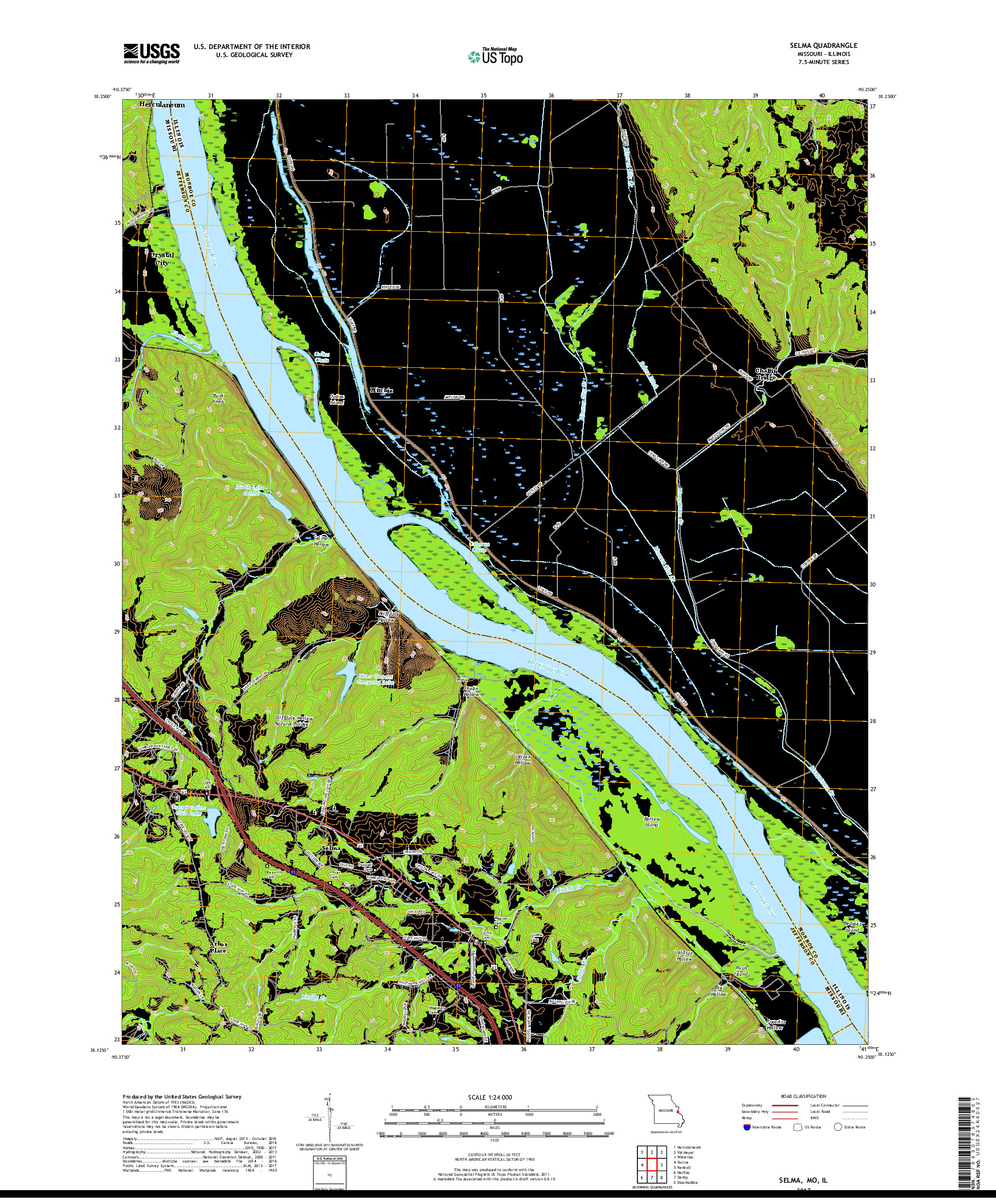 USGS US TOPO 7.5-MINUTE MAP FOR SELMA, MO,IL 2017