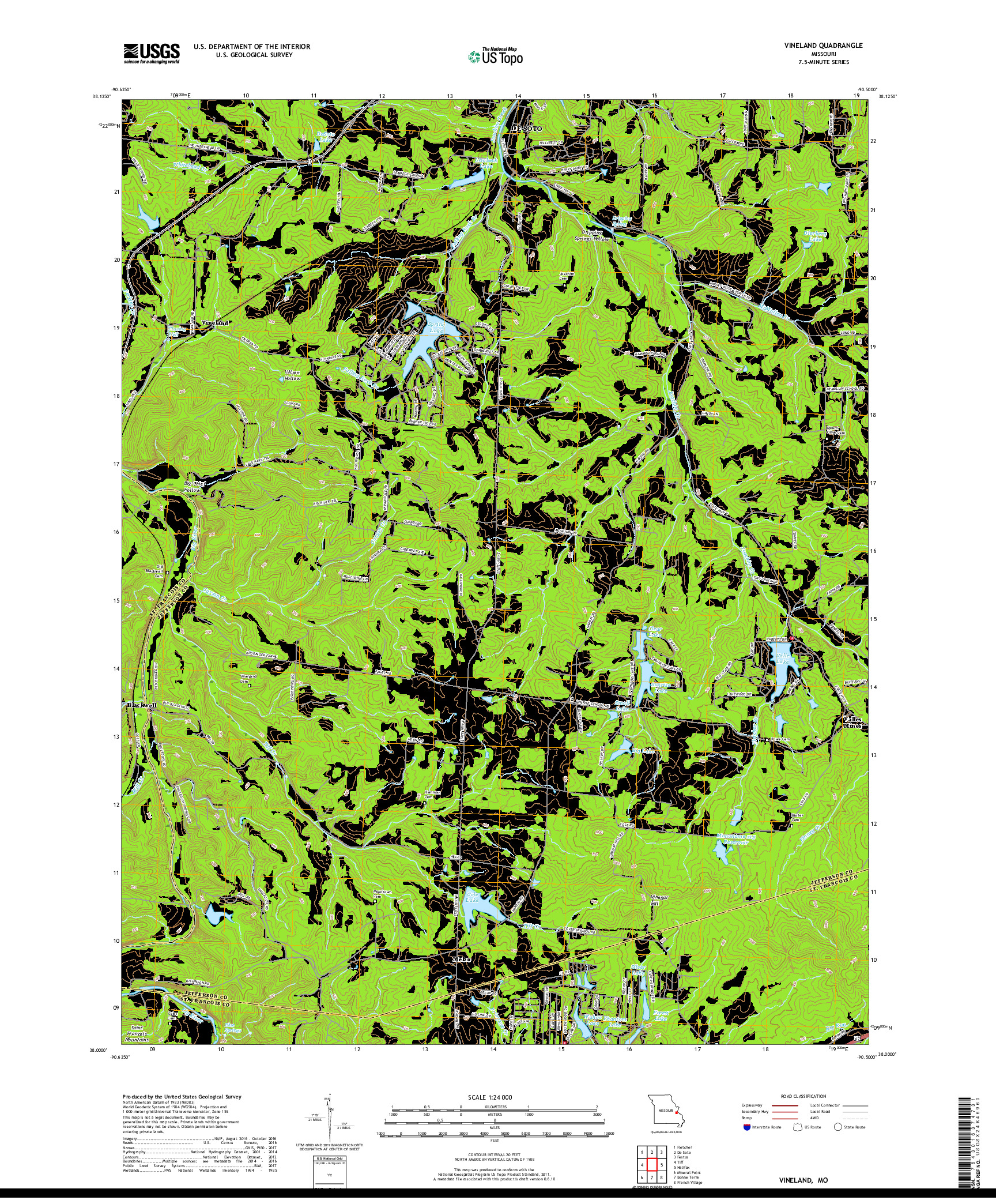 USGS US TOPO 7.5-MINUTE MAP FOR VINELAND, MO 2017