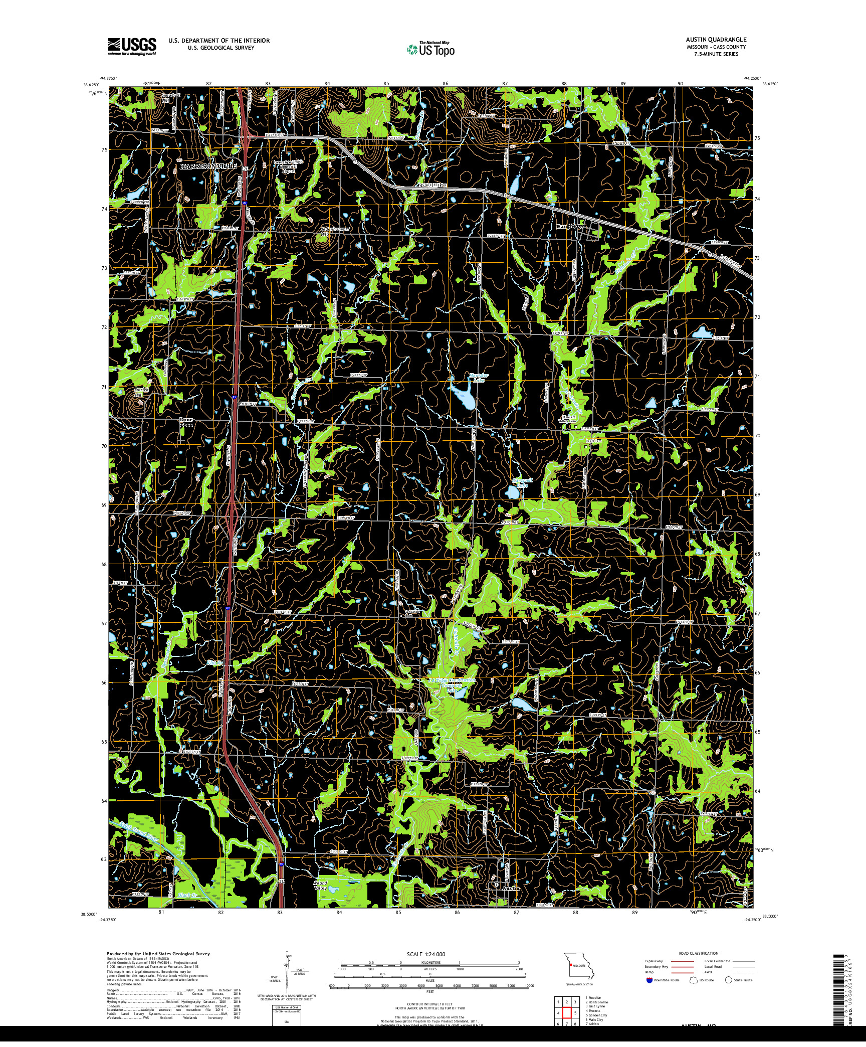 USGS US TOPO 7.5-MINUTE MAP FOR AUSTIN, MO 2017