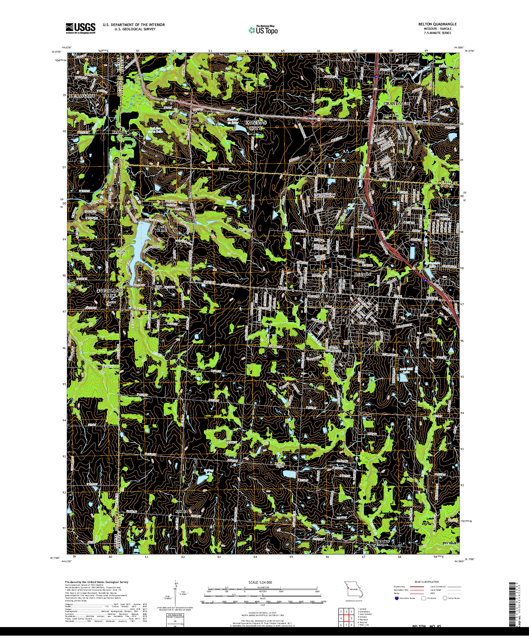 USGS US TOPO 7.5-MINUTE MAP FOR BELTON, MO,KS 2017