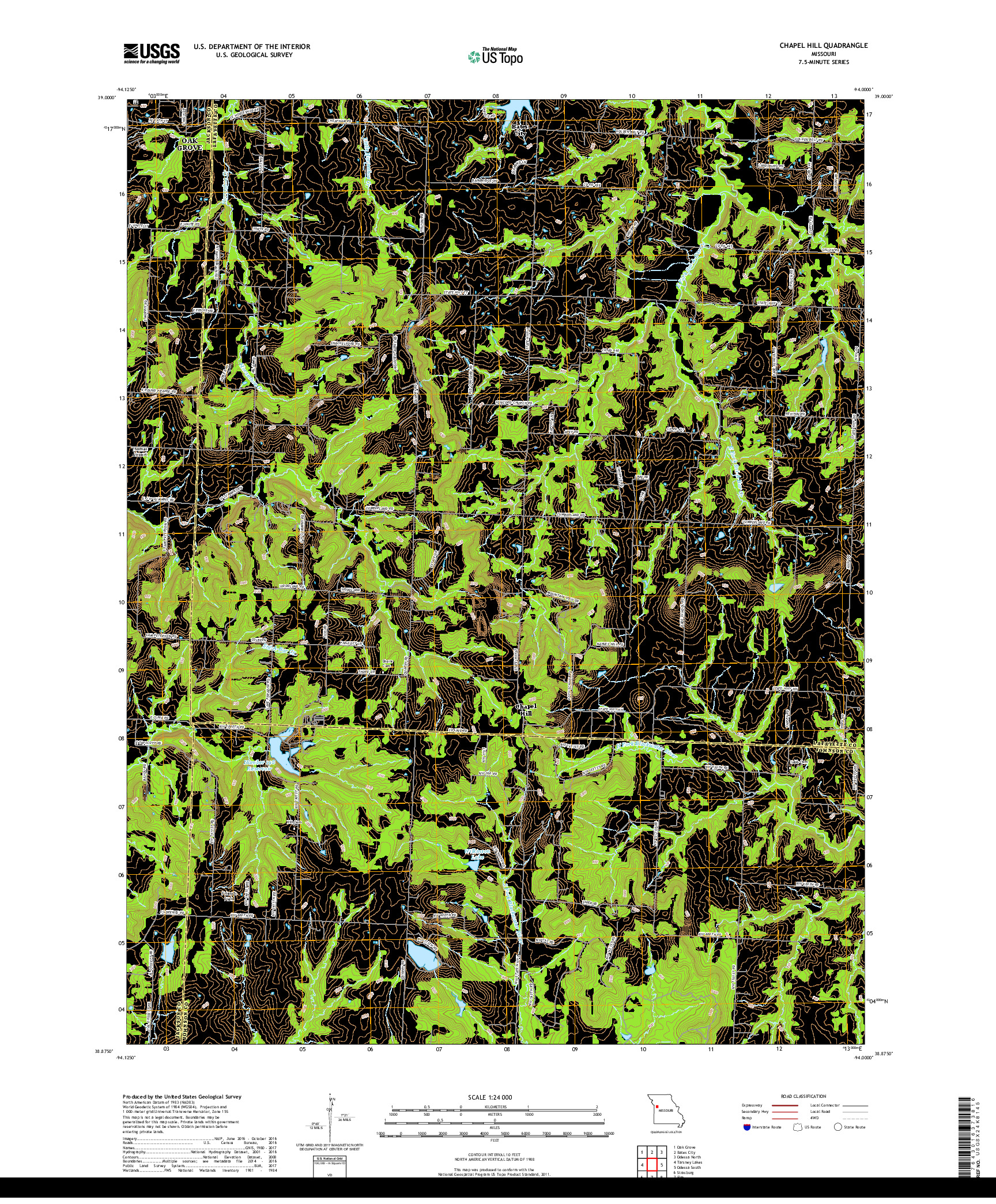 USGS US TOPO 7.5-MINUTE MAP FOR CHAPEL HILL, MO 2017