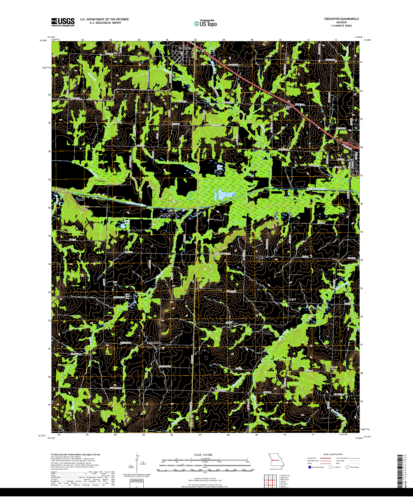 USGS US TOPO 7.5-MINUTE MAP FOR CREIGHTON, MO 2017