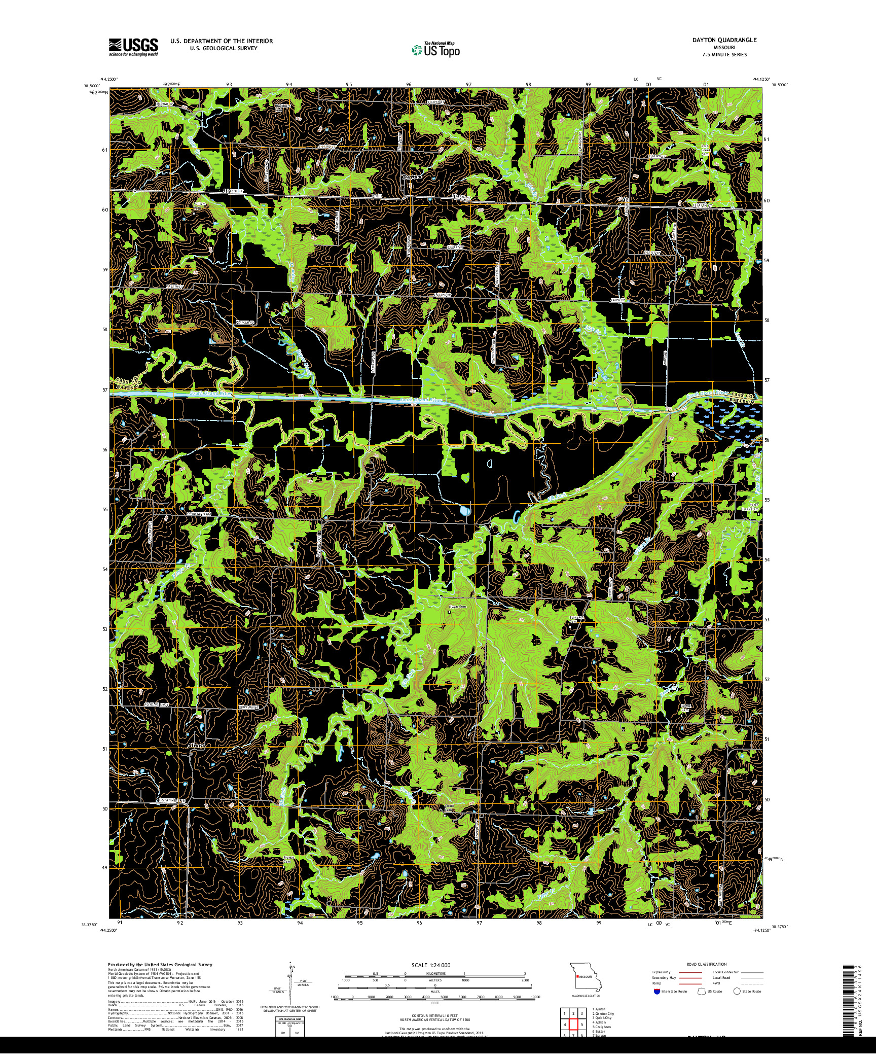 USGS US TOPO 7.5-MINUTE MAP FOR DAYTON, MO 2017