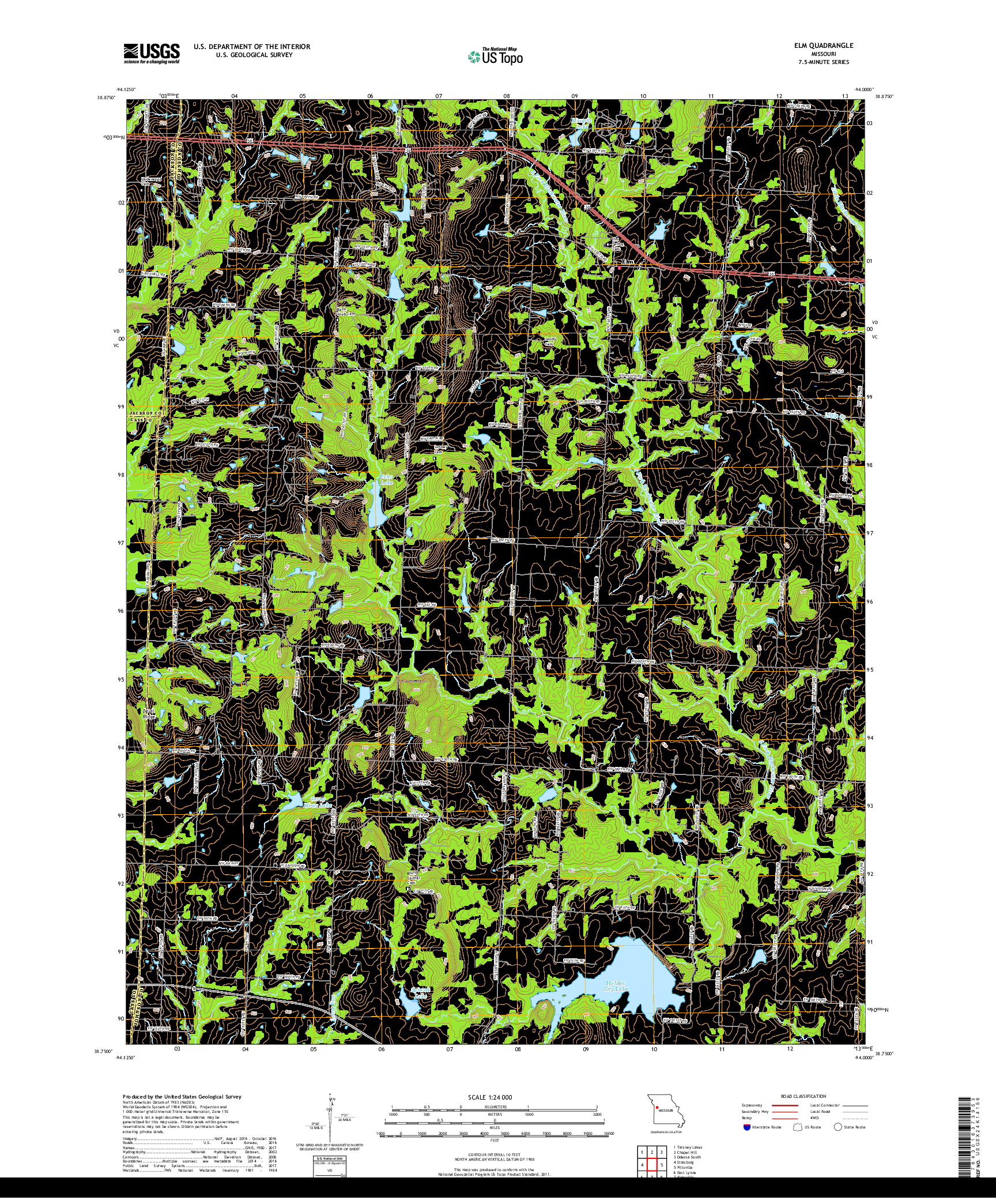 USGS US TOPO 7.5-MINUTE MAP FOR ELM, MO 2017