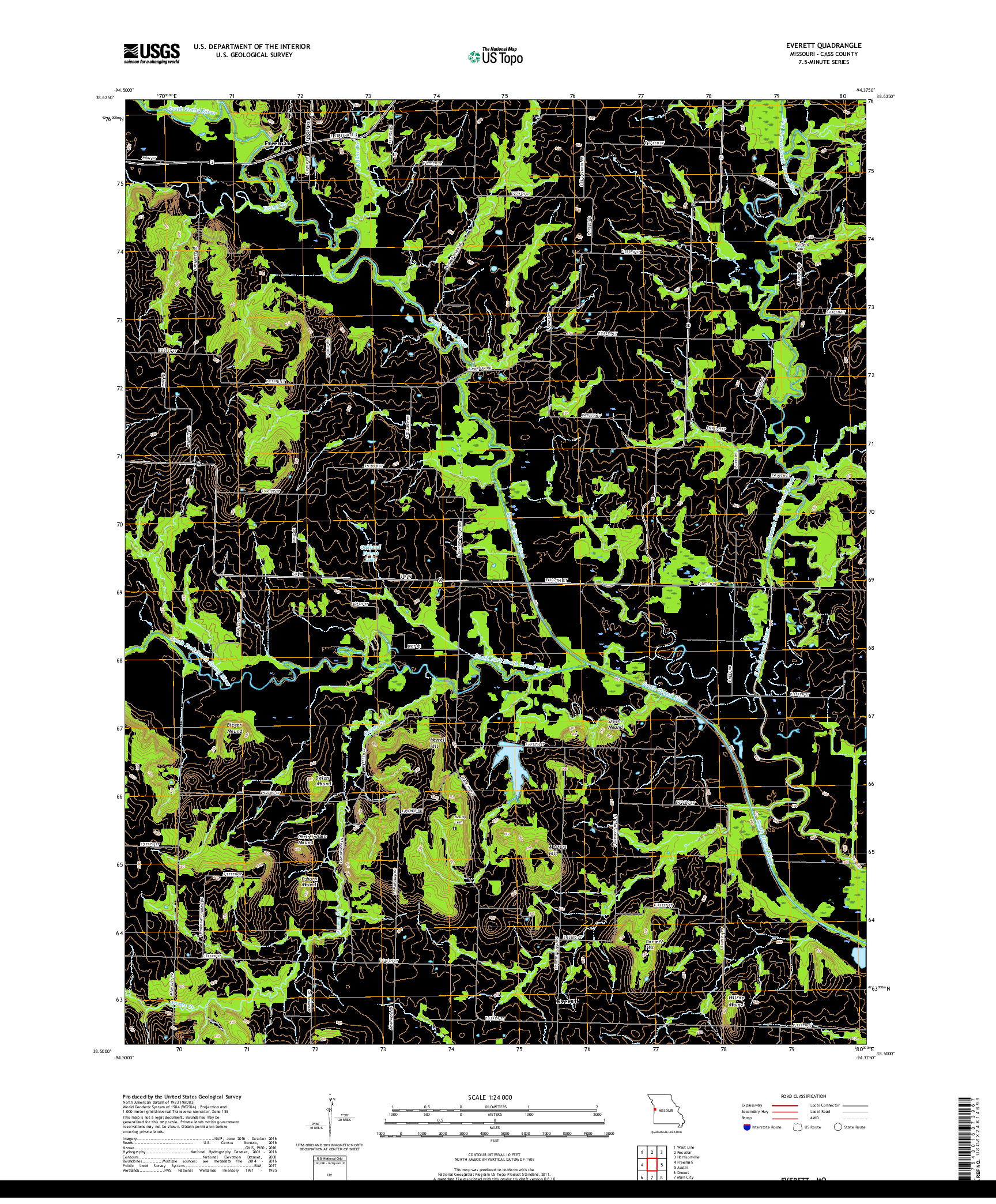 USGS US TOPO 7.5-MINUTE MAP FOR EVERETT, MO 2017