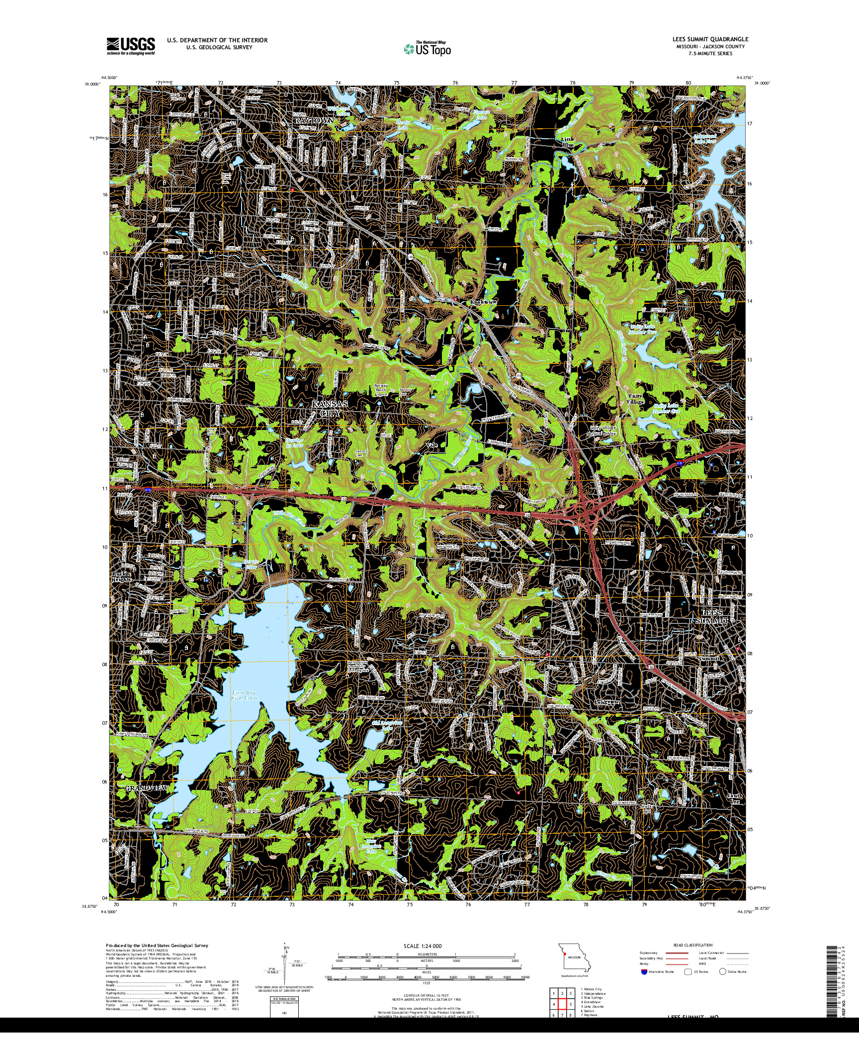 USGS US TOPO 7.5-MINUTE MAP FOR LEES SUMMIT, MO 2017