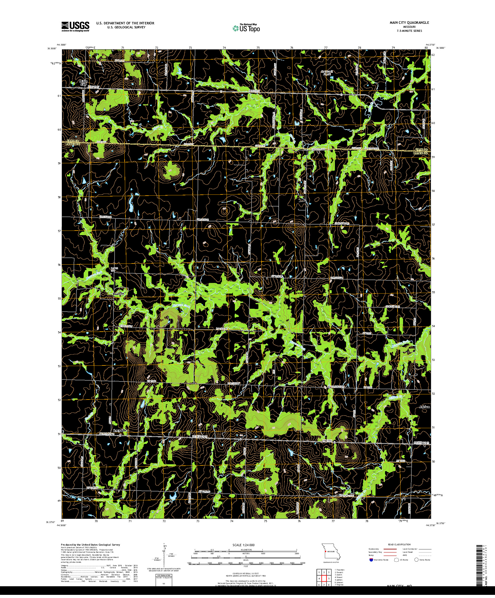 USGS US TOPO 7.5-MINUTE MAP FOR MAIN CITY, MO 2017