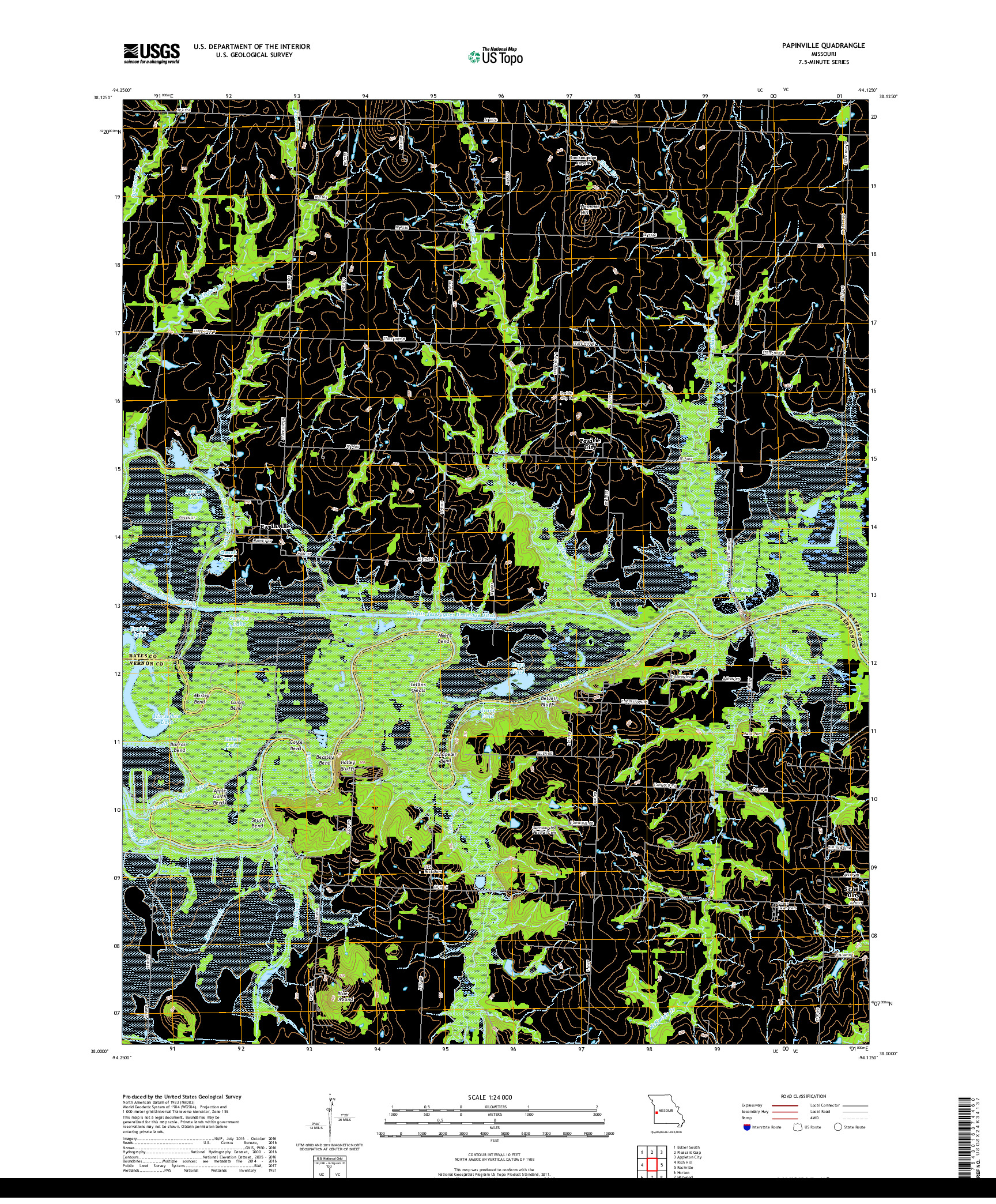 USGS US TOPO 7.5-MINUTE MAP FOR PAPINVILLE, MO 2017