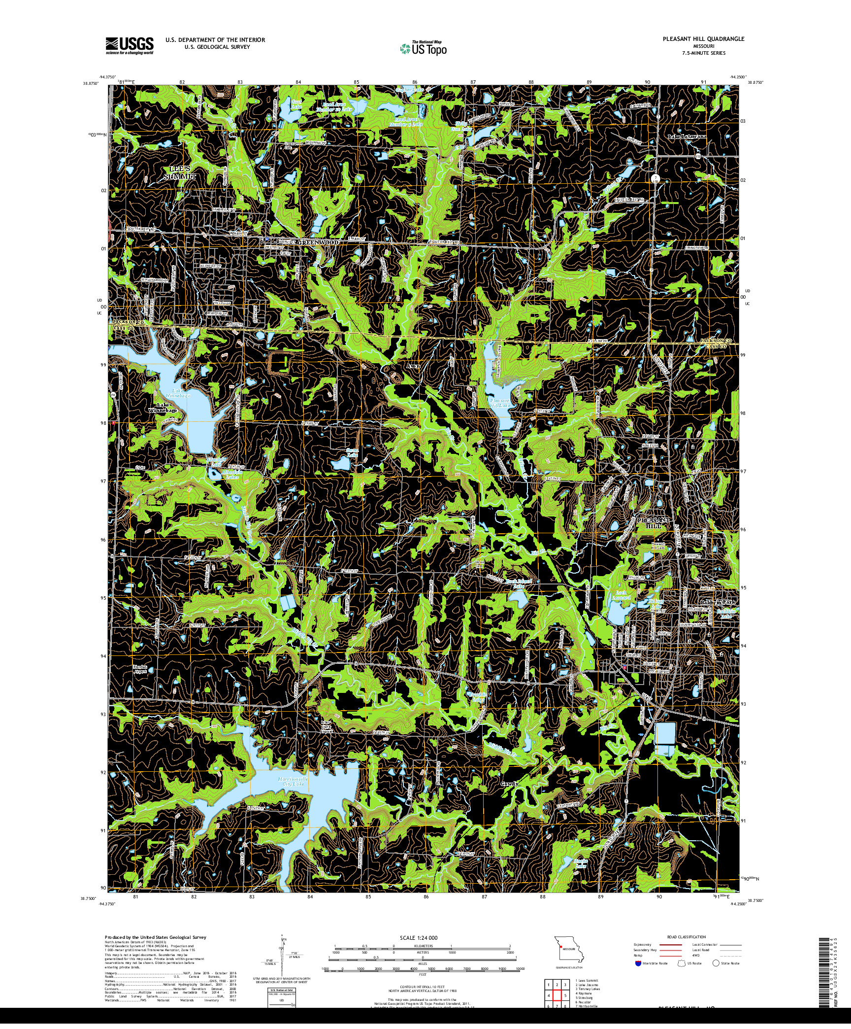 USGS US TOPO 7.5-MINUTE MAP FOR PLEASANT HILL, MO 2017