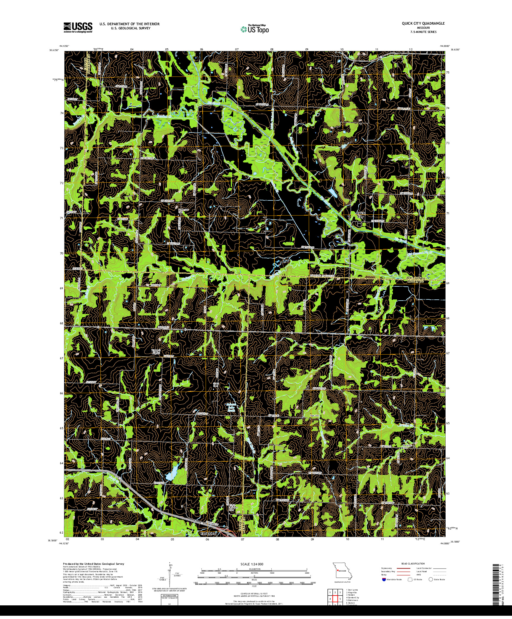 USGS US TOPO 7.5-MINUTE MAP FOR QUICK CITY, MO 2017