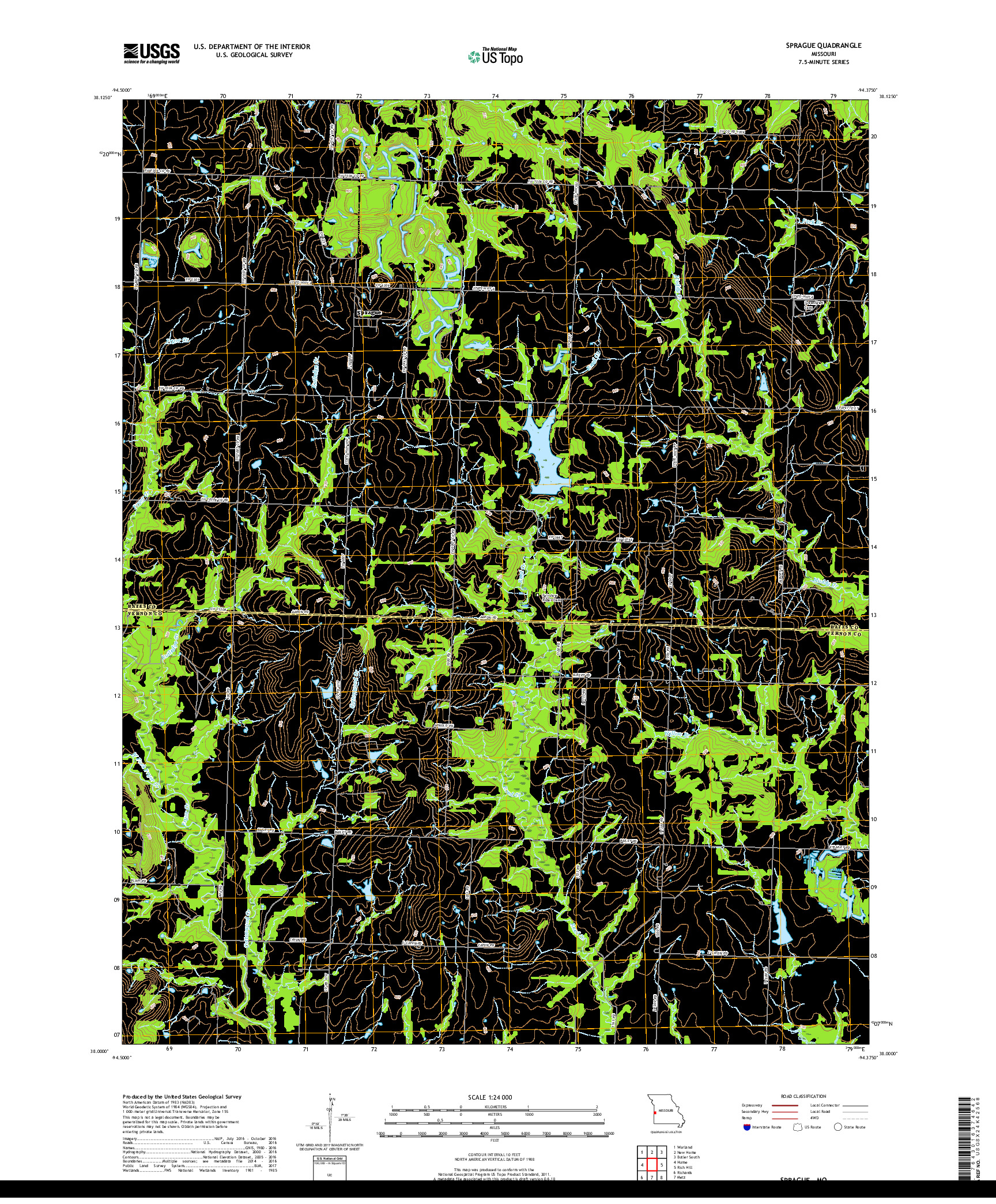 USGS US TOPO 7.5-MINUTE MAP FOR SPRAGUE, MO 2017