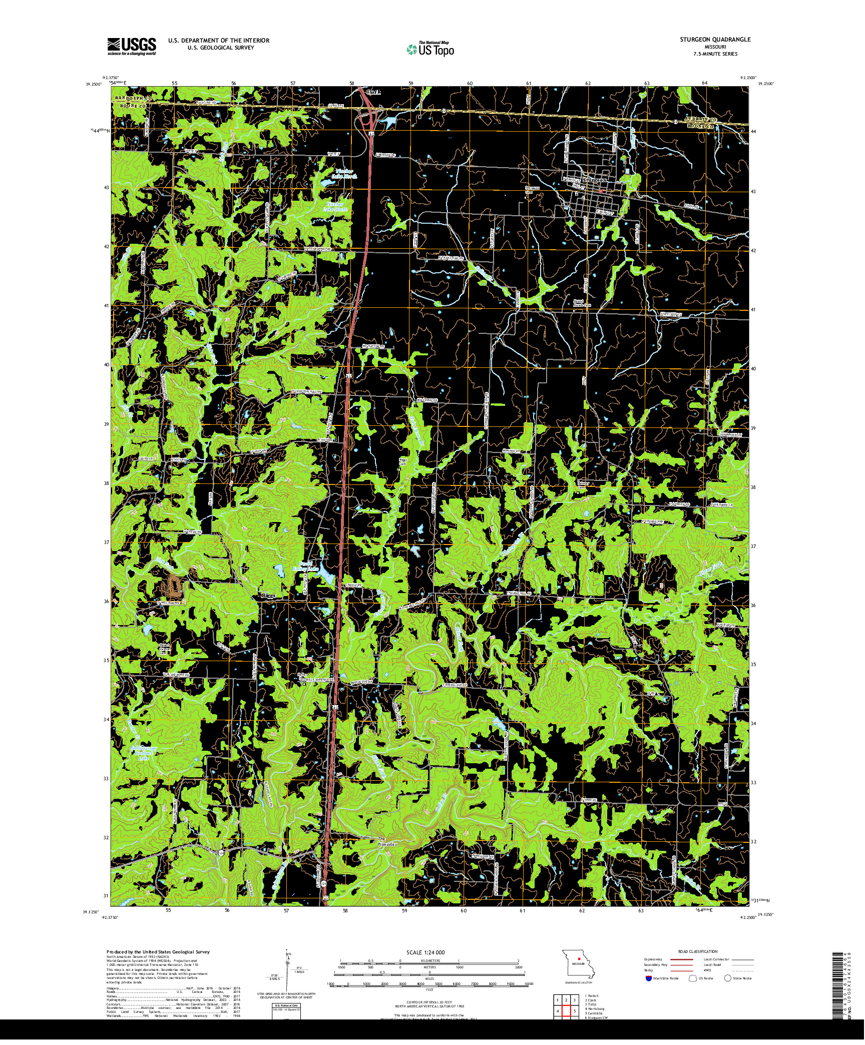 USGS US TOPO 7.5-MINUTE MAP FOR STURGEON, MO 2017