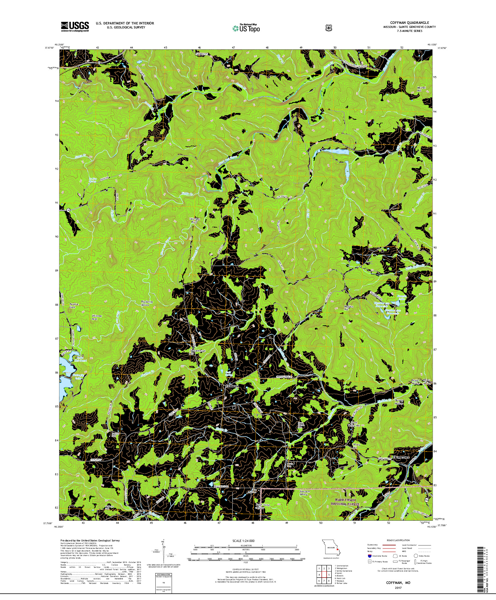 USGS US TOPO 7.5-MINUTE MAP FOR COFFMAN, MO 2017