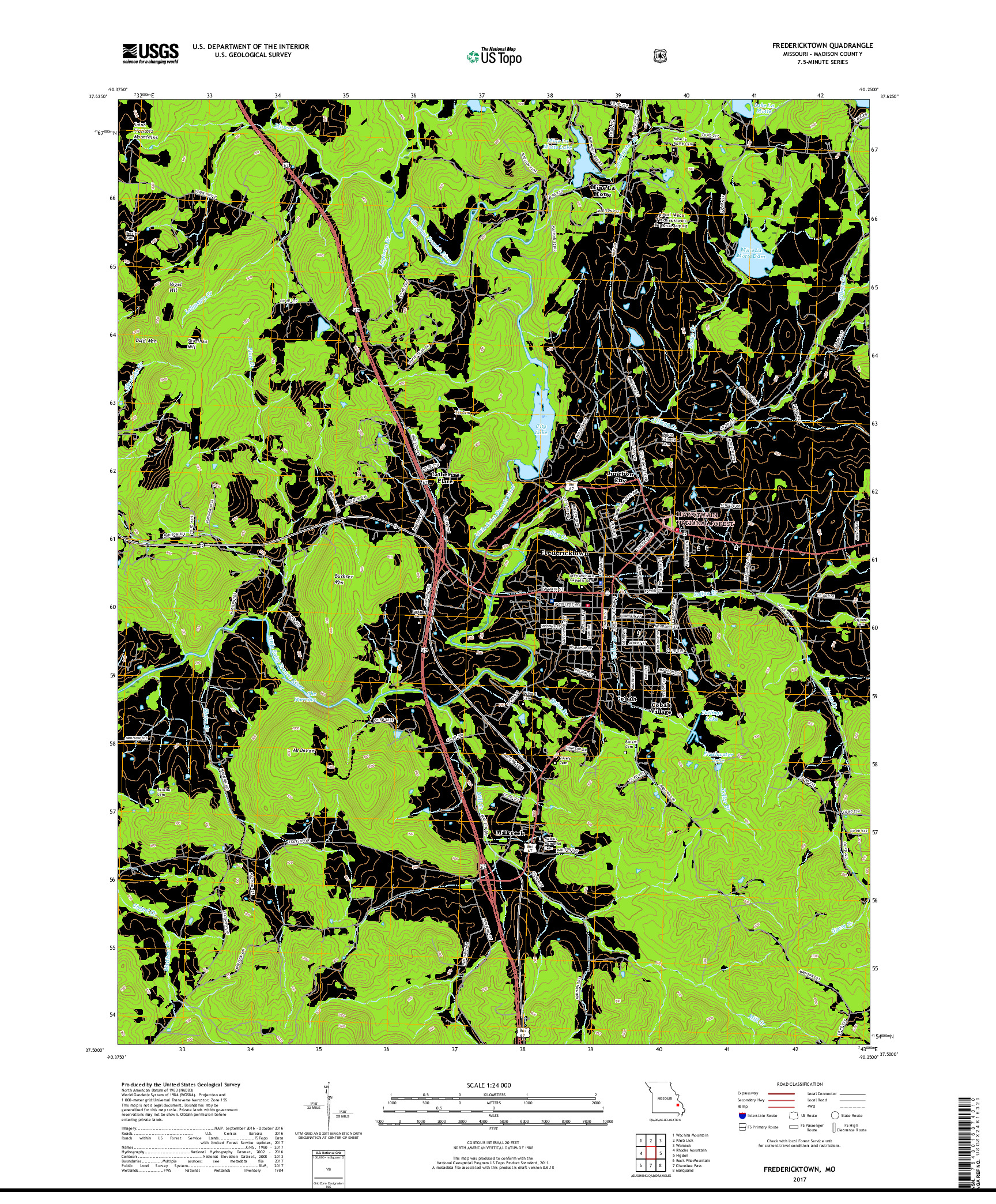 USGS US TOPO 7.5-MINUTE MAP FOR FREDERICKTOWN, MO 2017