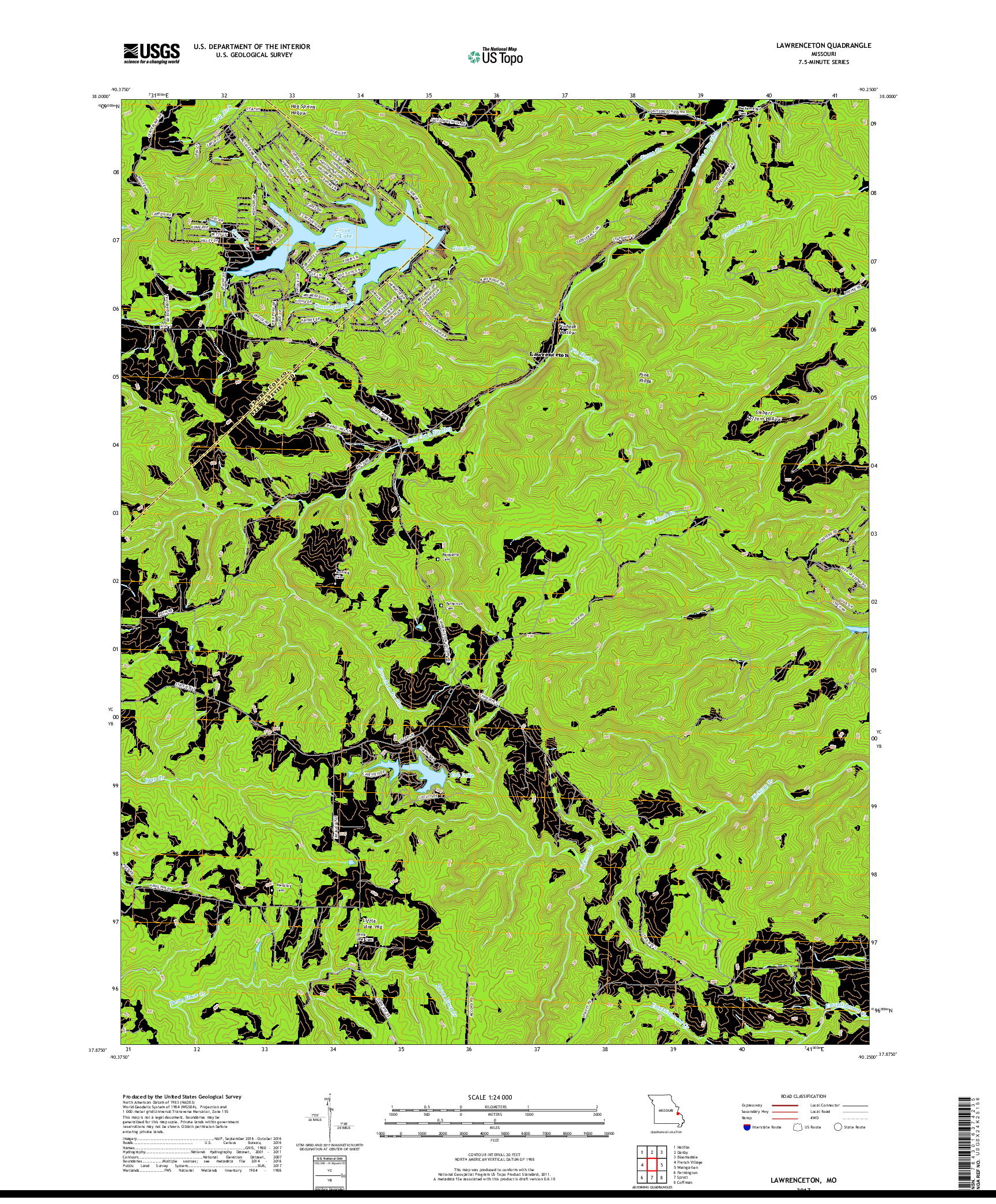 USGS US TOPO 7.5-MINUTE MAP FOR LAWRENCETON, MO 2017