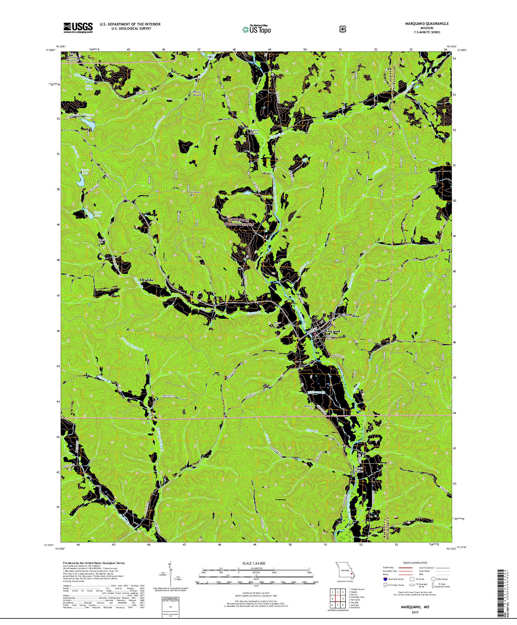 USGS US TOPO 7.5-MINUTE MAP FOR MARQUAND, MO 2017