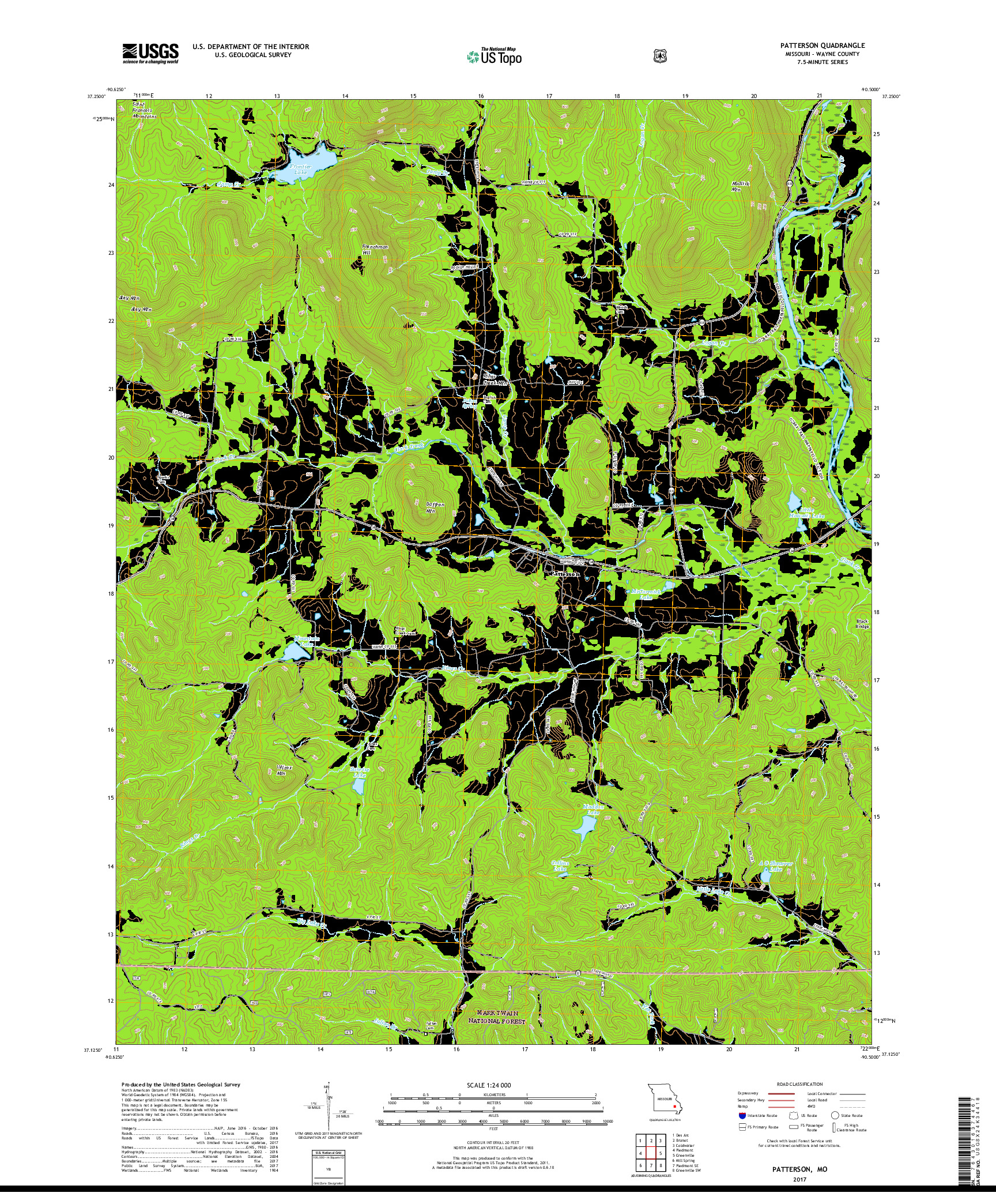 USGS US TOPO 7.5-MINUTE MAP FOR PATTERSON, MO 2017