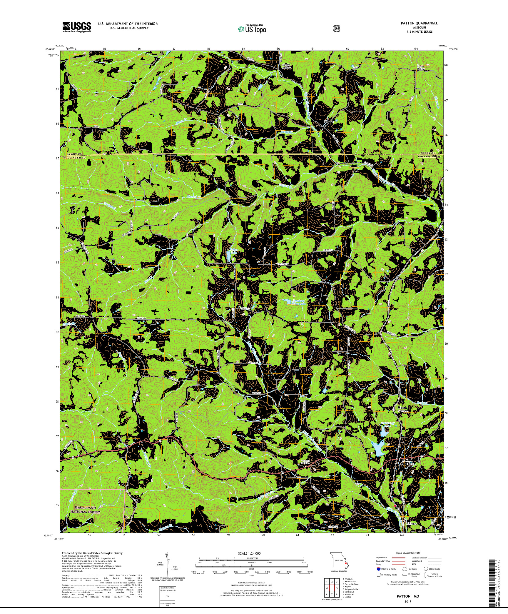 USGS US TOPO 7.5-MINUTE MAP FOR PATTON, MO 2017