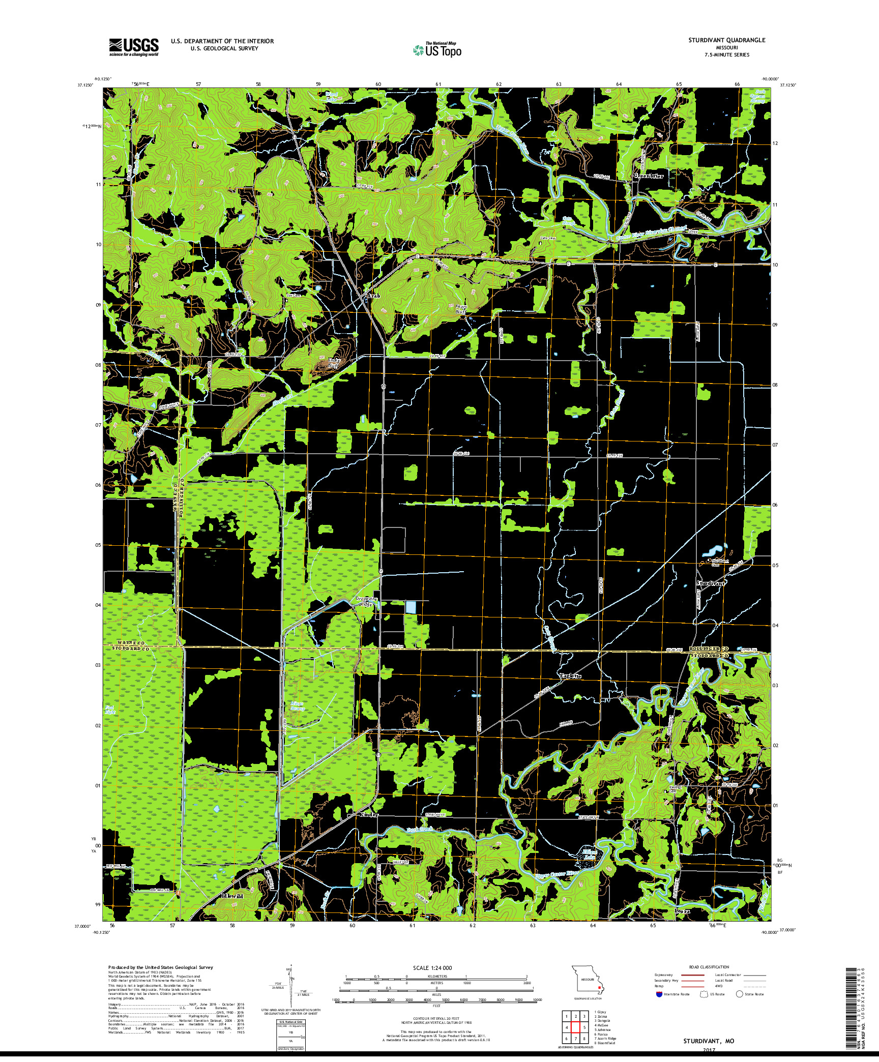 USGS US TOPO 7.5-MINUTE MAP FOR STURDIVANT, MO 2017