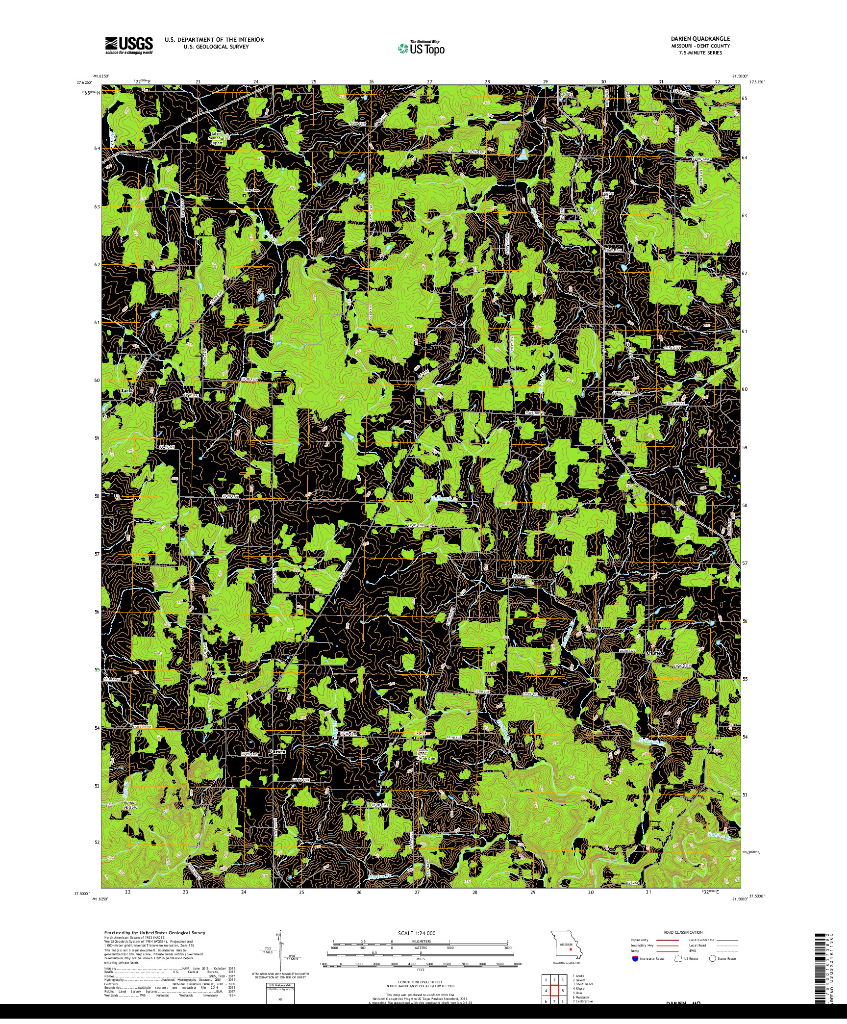 USGS US TOPO 7.5-MINUTE MAP FOR DARIEN, MO 2017