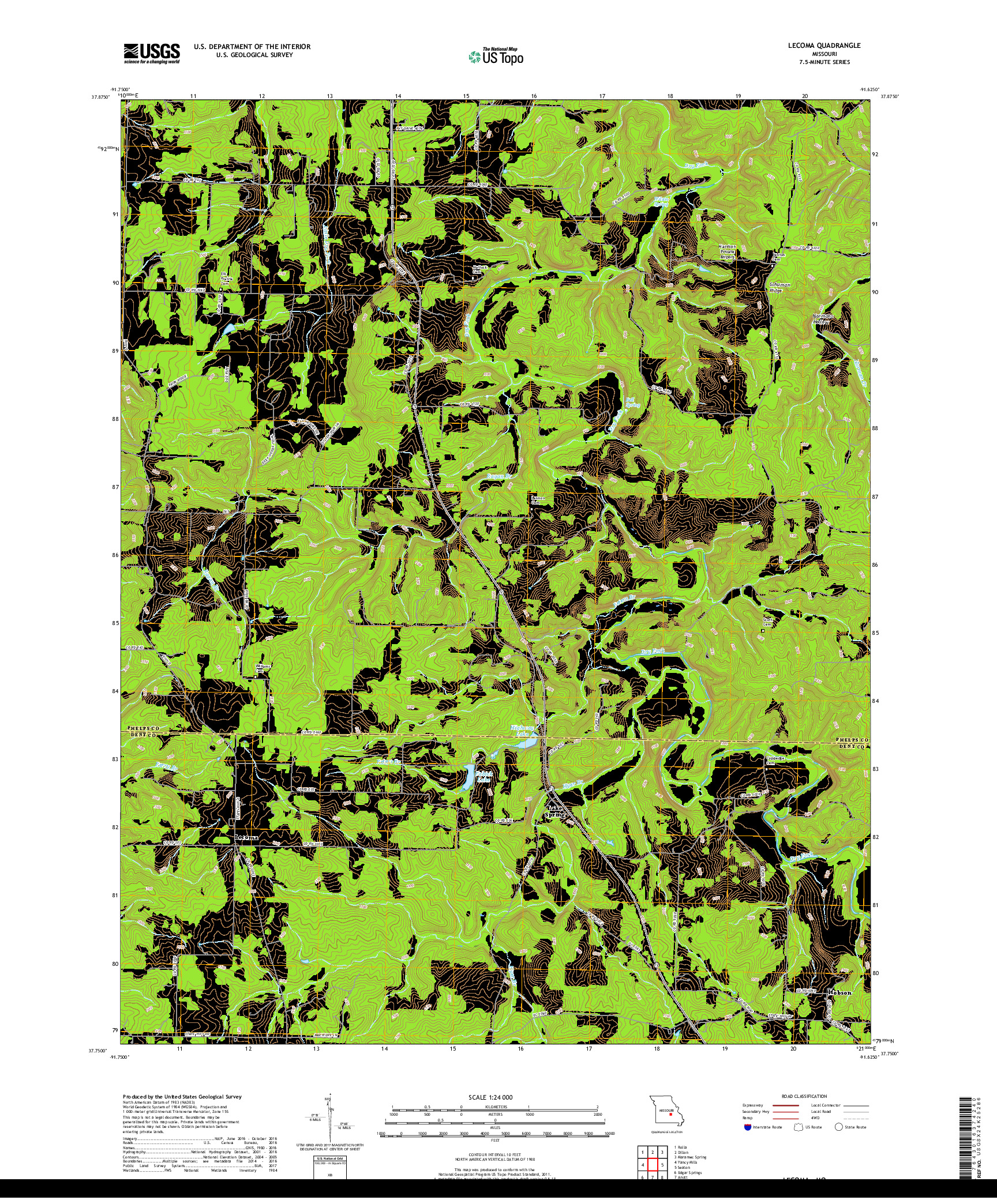 USGS US TOPO 7.5-MINUTE MAP FOR LECOMA, MO 2017