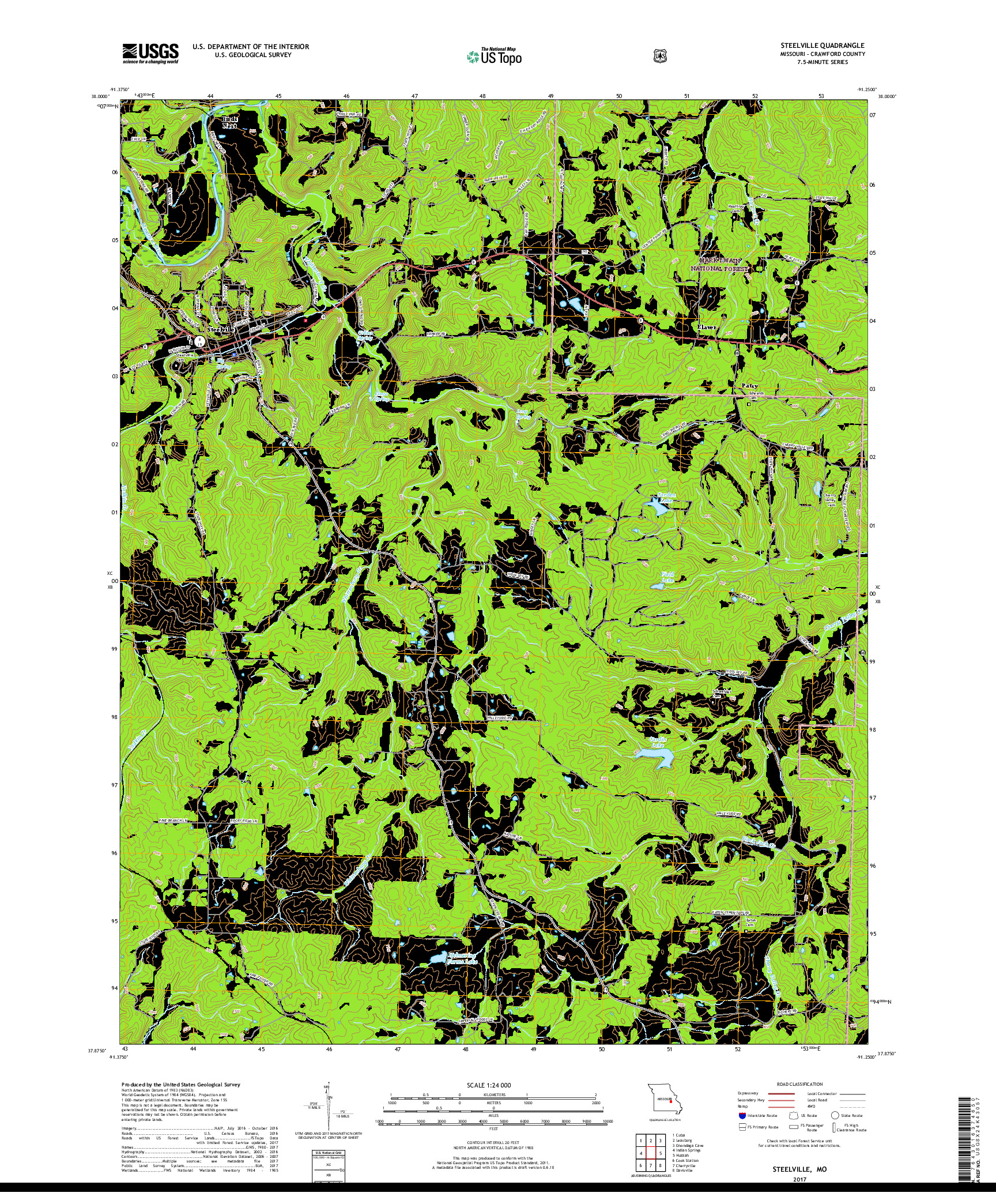 USGS US TOPO 7.5-MINUTE MAP FOR STEELVILLE, MO 2017