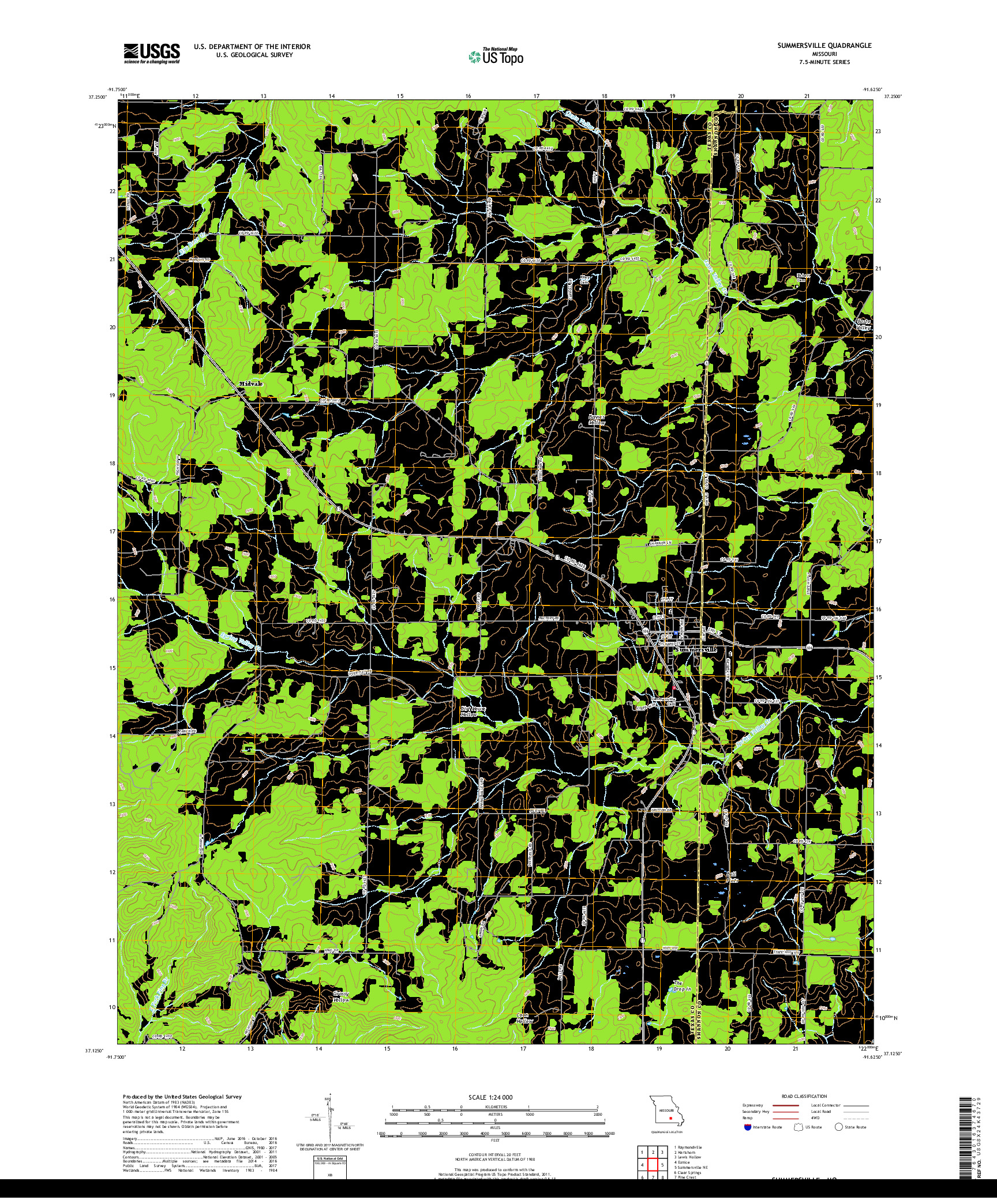 USGS US TOPO 7.5-MINUTE MAP FOR SUMMERSVILLE, MO 2017