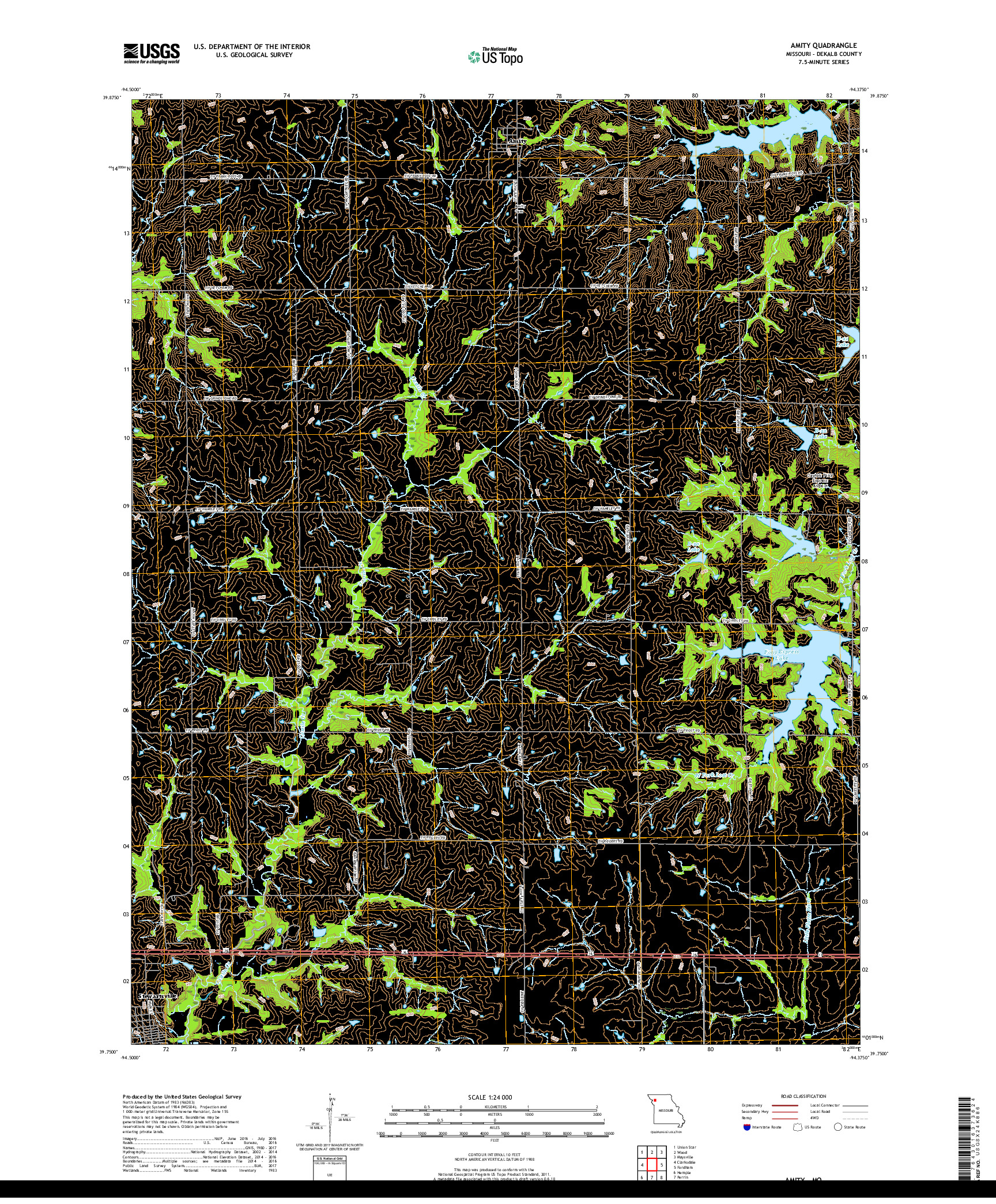 USGS US TOPO 7.5-MINUTE MAP FOR AMITY, MO 2017