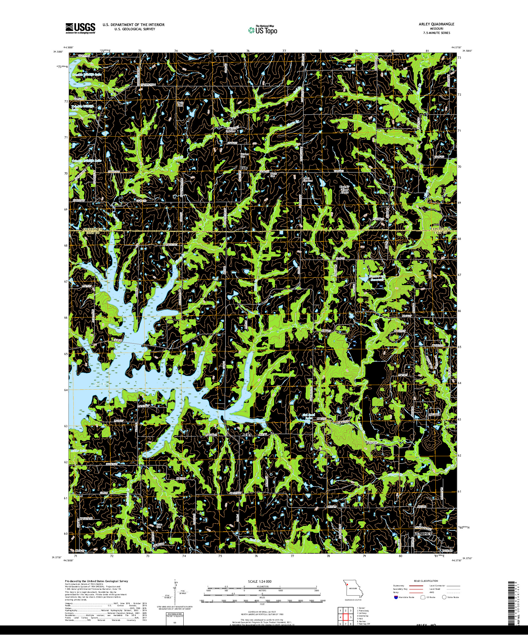 USGS US TOPO 7.5-MINUTE MAP FOR ARLEY, MO 2017