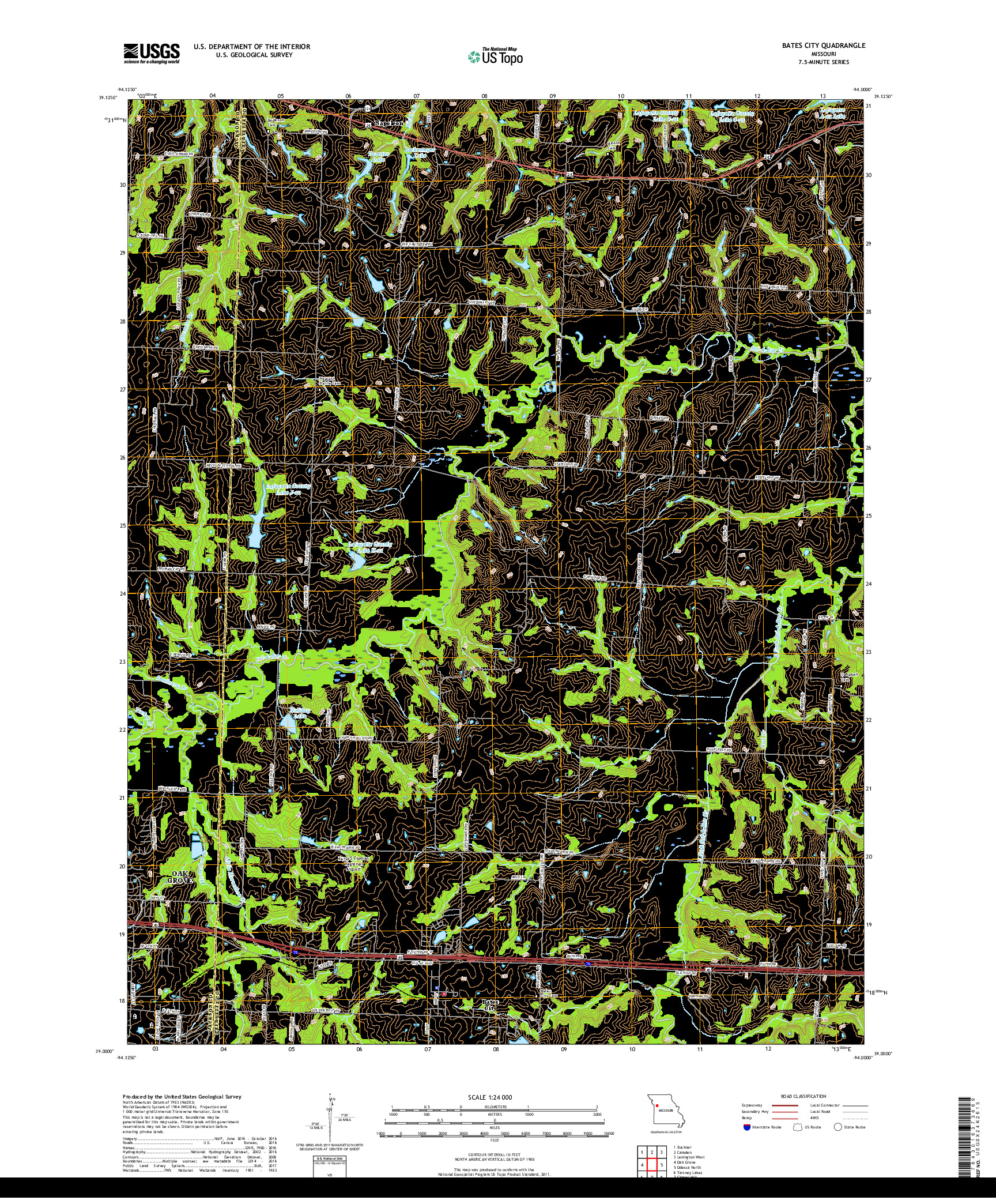 USGS US TOPO 7.5-MINUTE MAP FOR BATES CITY, MO 2017