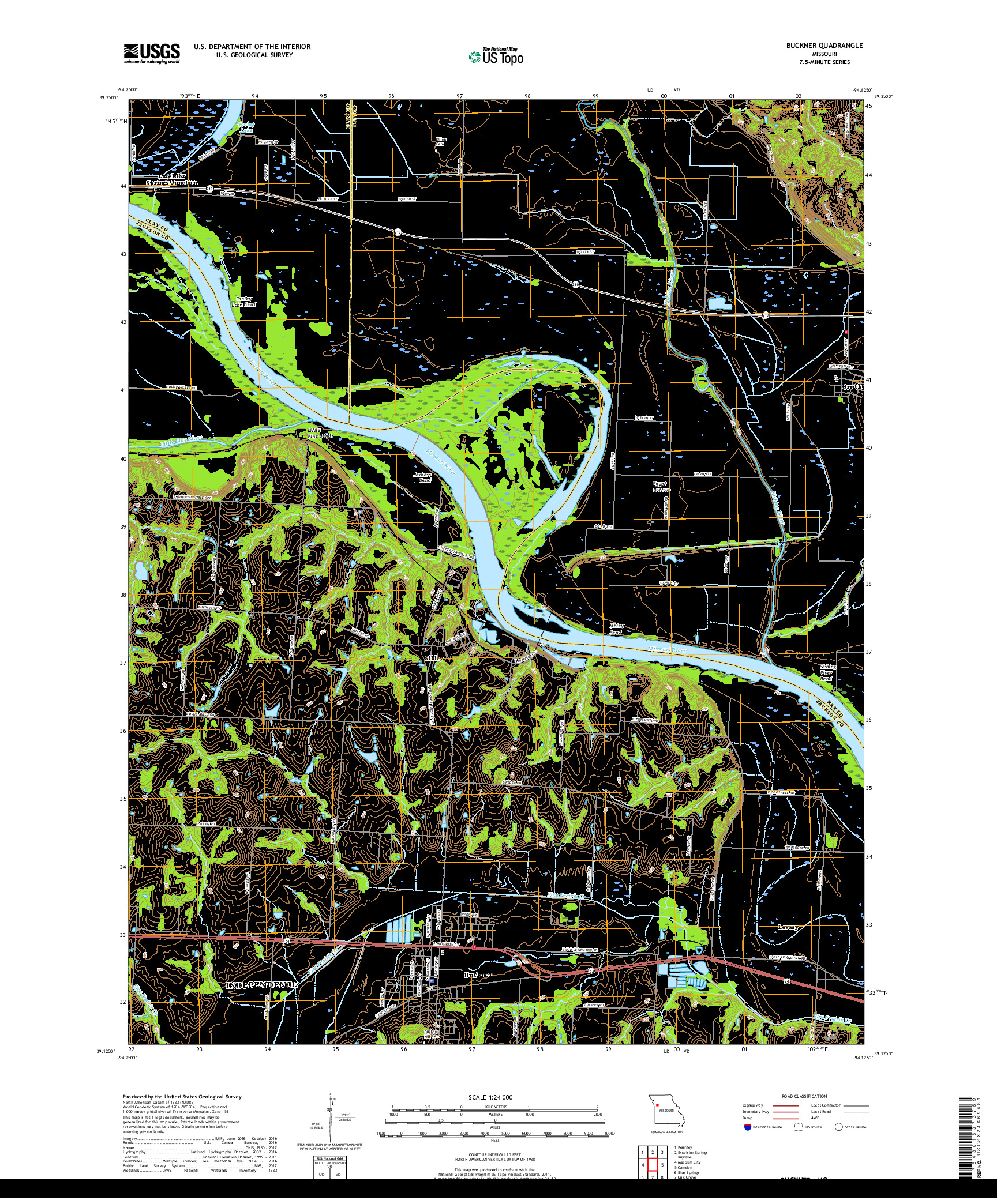 USGS US TOPO 7.5-MINUTE MAP FOR BUCKNER, MO 2017