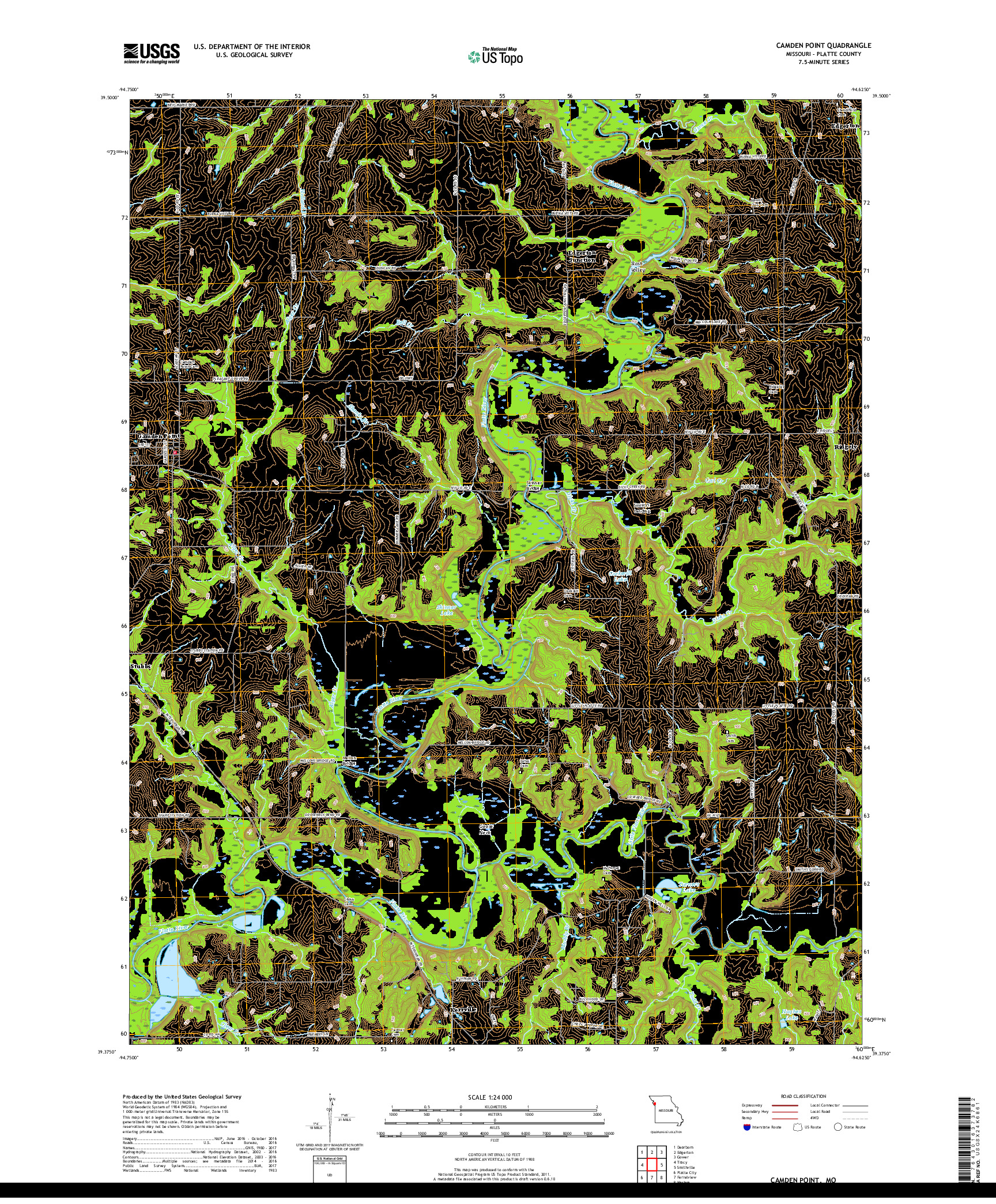 USGS US TOPO 7.5-MINUTE MAP FOR CAMDEN POINT, MO 2017